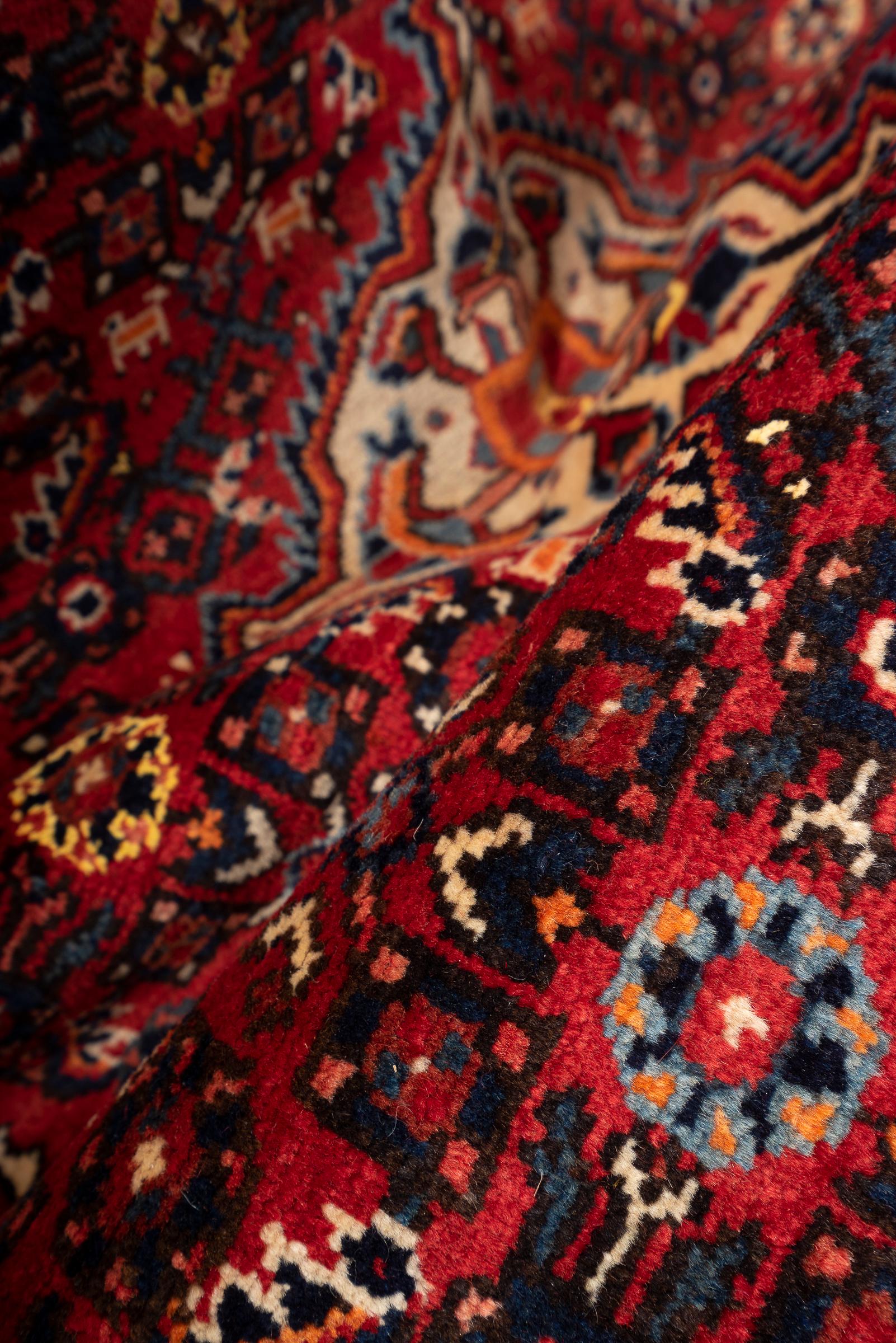 Vintage Hossein Abad Mahi Persian Rug