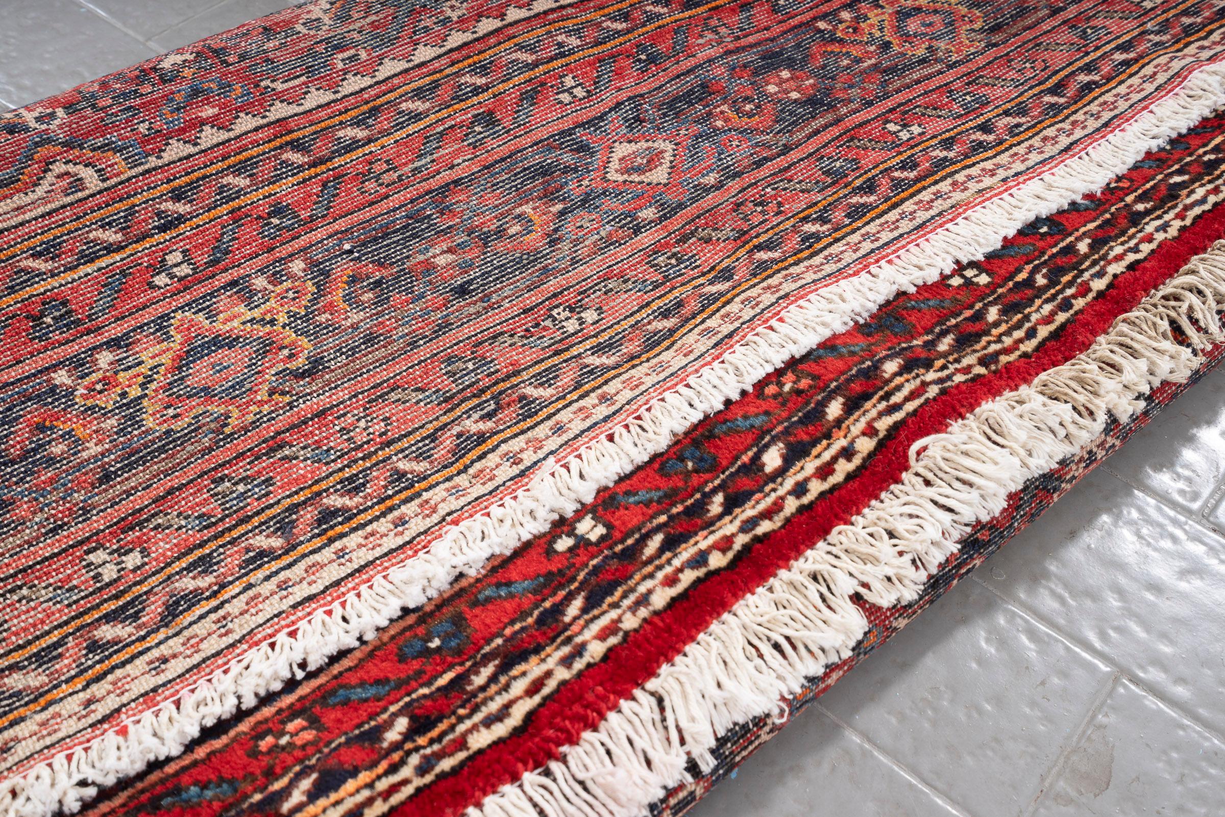 Vintage Hossein Abad Mahi Persian Rug