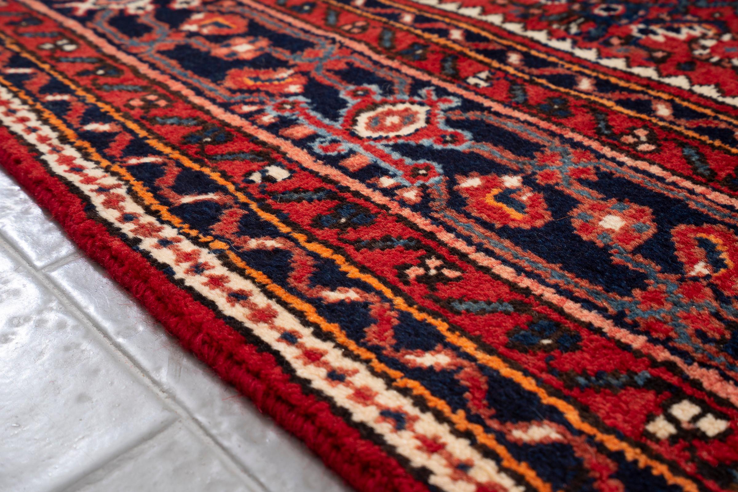 Vintage Hossein Abad Mahi Persian Rug