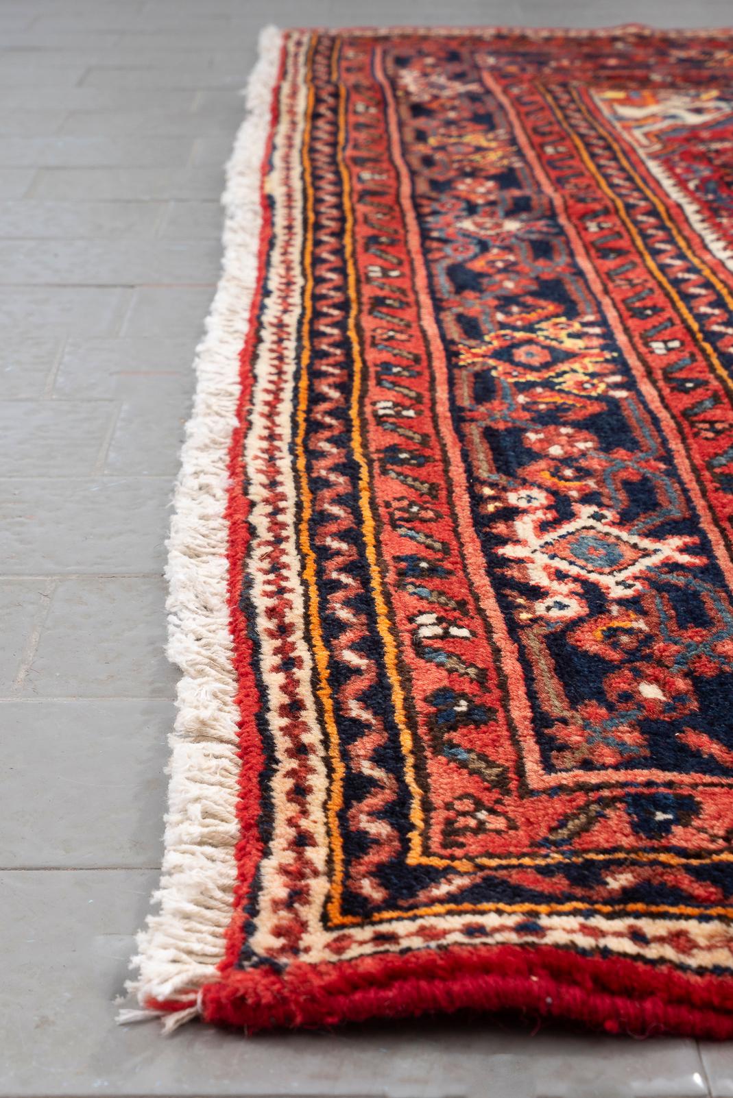 Vintage Hossein Abad Mahi Persian Rug
