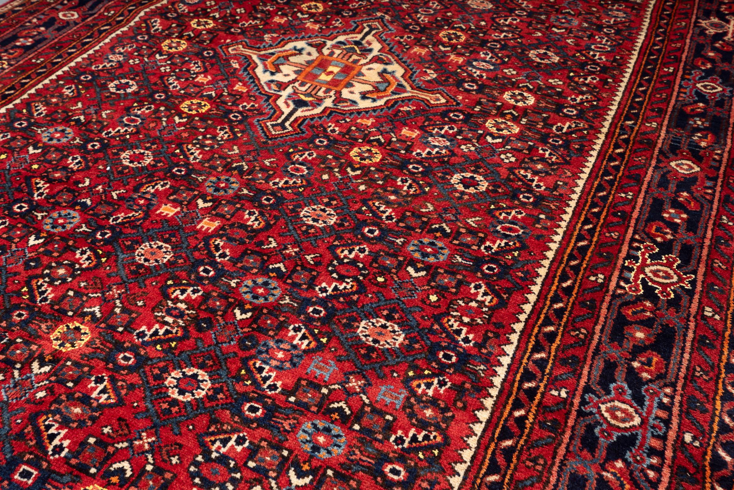 Vintage Hossein Abad Mahi Persian Rug