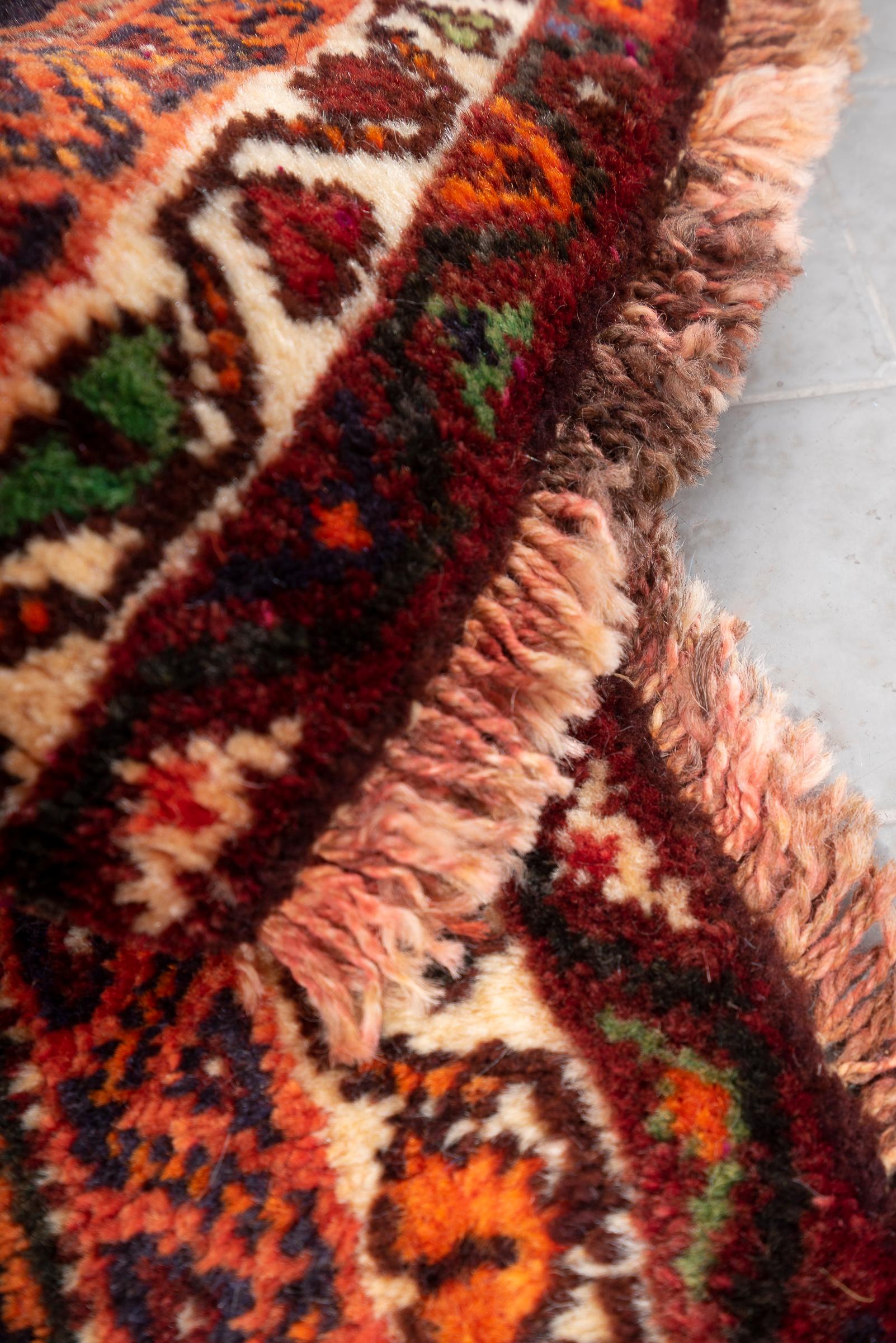 Vintage Qashqai Kashkuli Triple Toranj Persian Rug