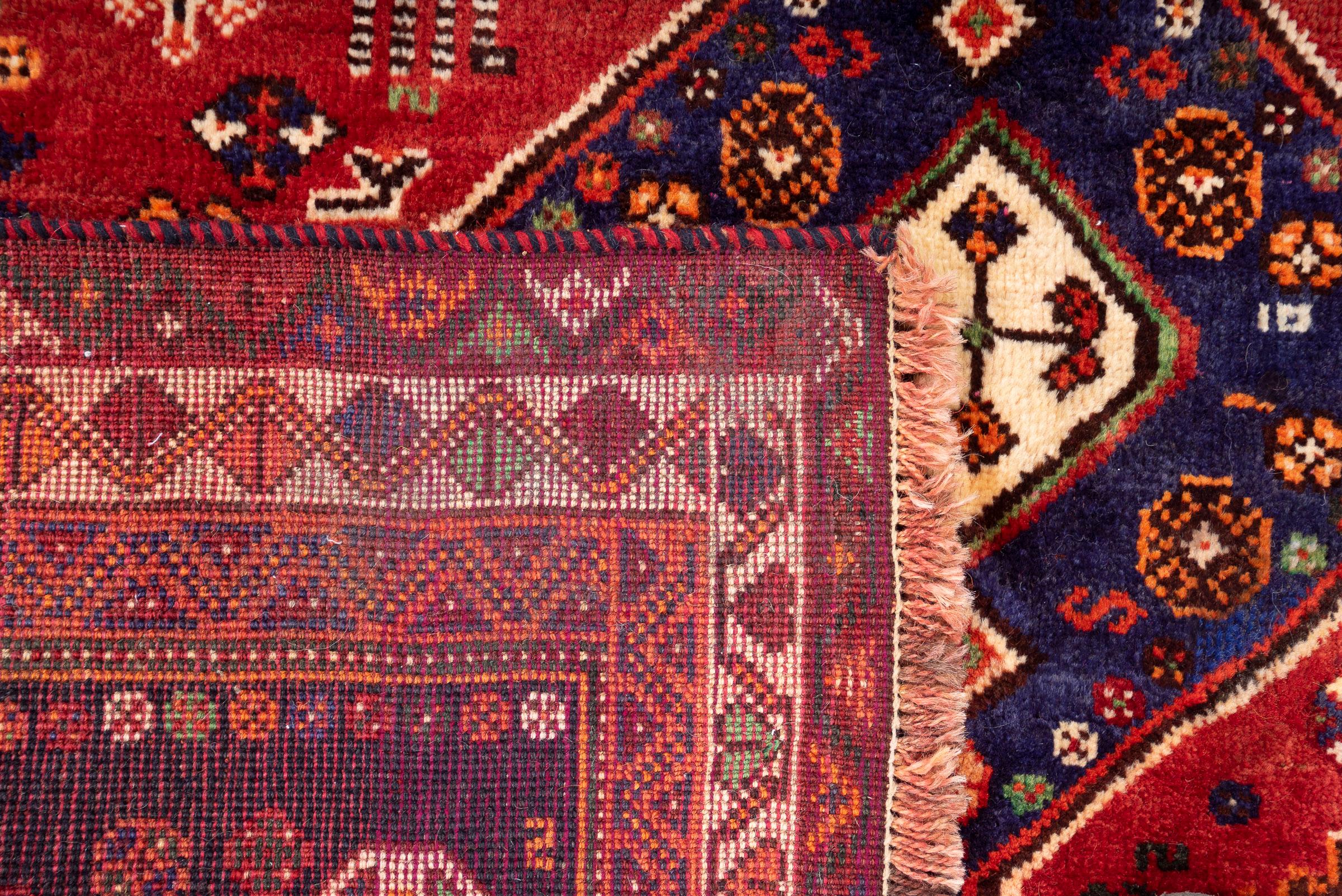 Vintage Qashqai Kashkuli Triple Toranj Persian Rug