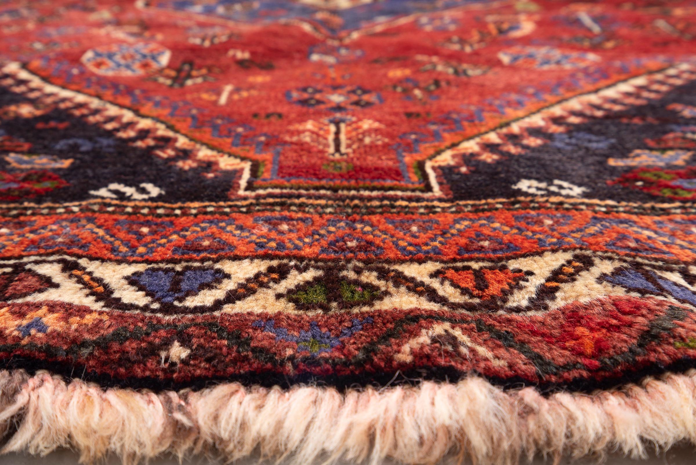 Vintage Qashqai Kashkuli Triple Toranj Persian Rug
