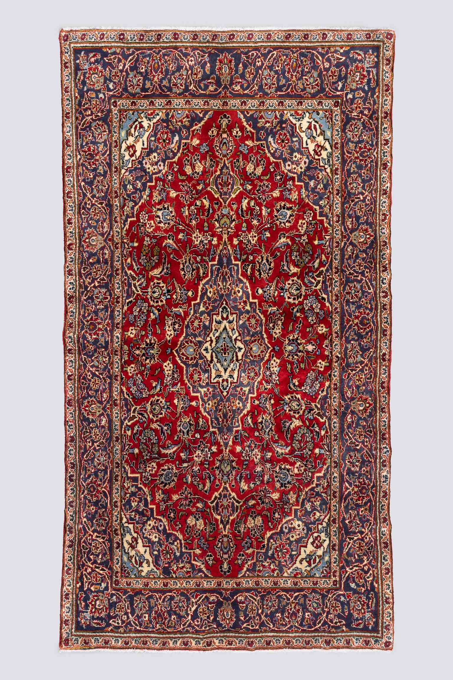 Semi Antique Kashan Fine Lamb's Wool Lachak Toranj Carpet 2.2SQM