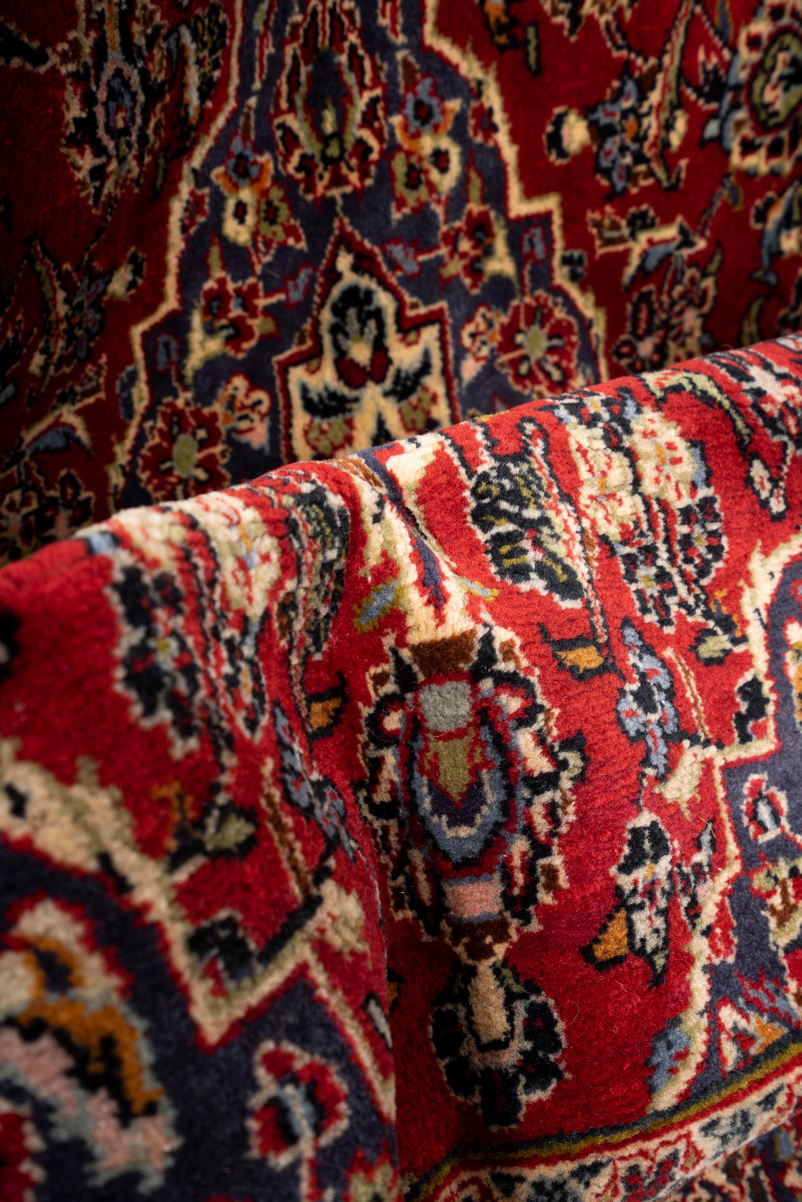 Vintage Kashan Fine Lamb's Wool Lachak Toranj Persian Rug