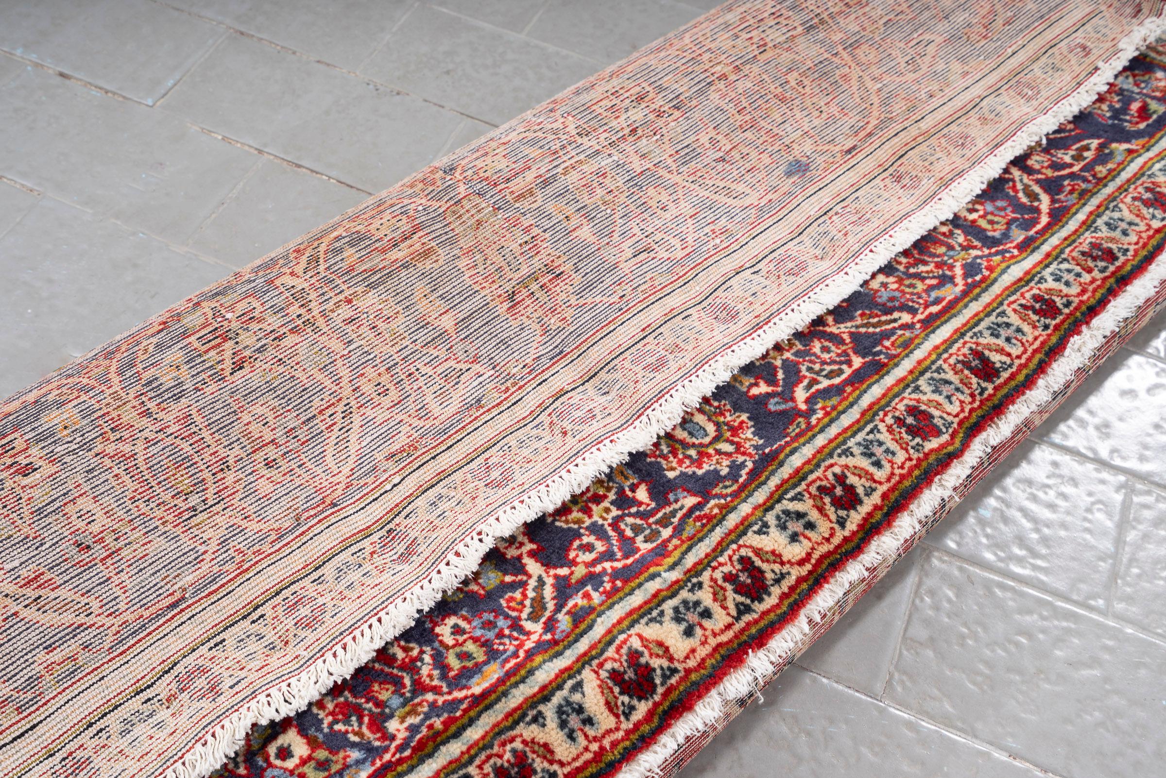 Vintage Kashan Fine Lamb's Wool Lachak Toranj Persian Rug