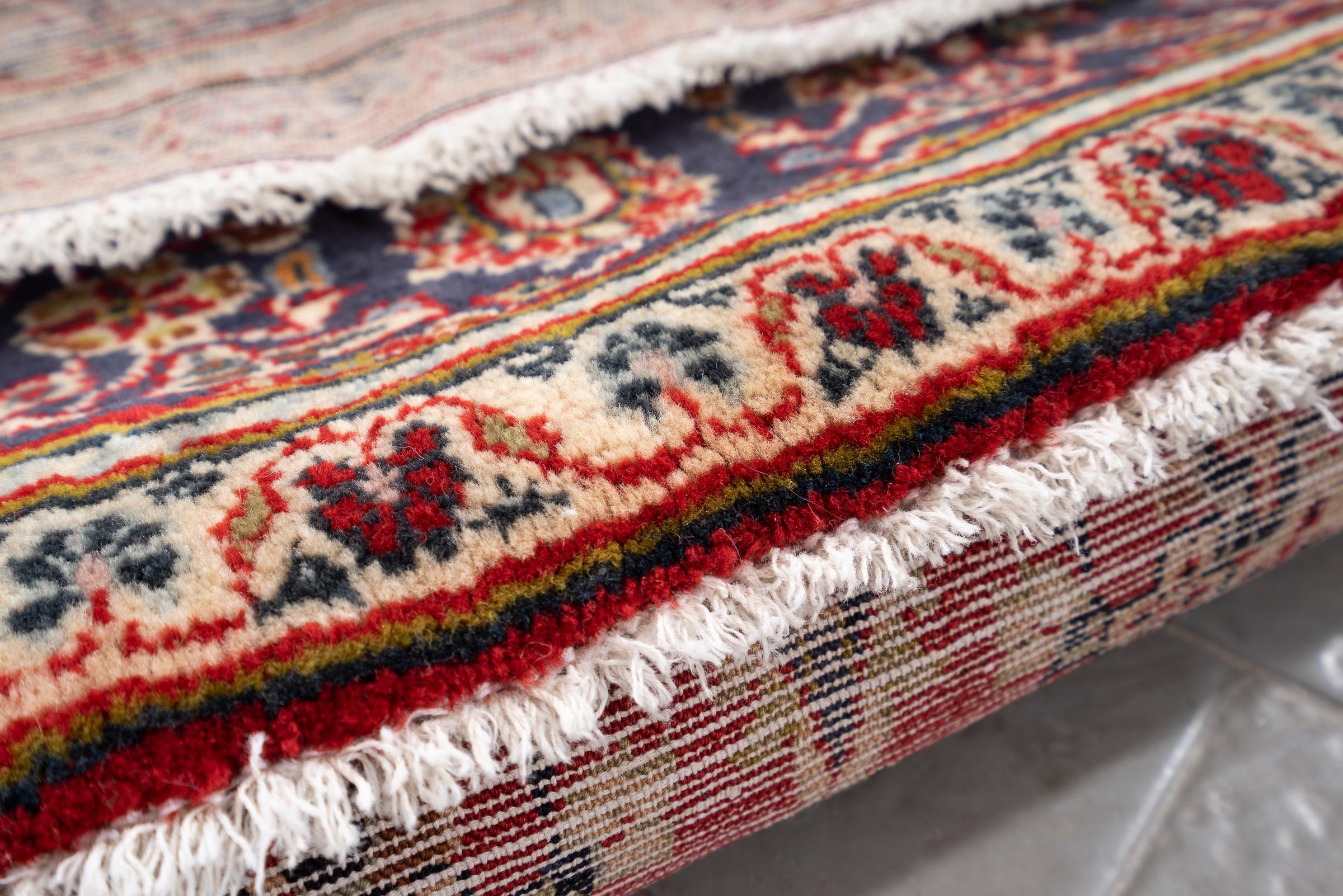 Vintage Kashan Fine Lamb's Wool Lachak Toranj Persian Rug