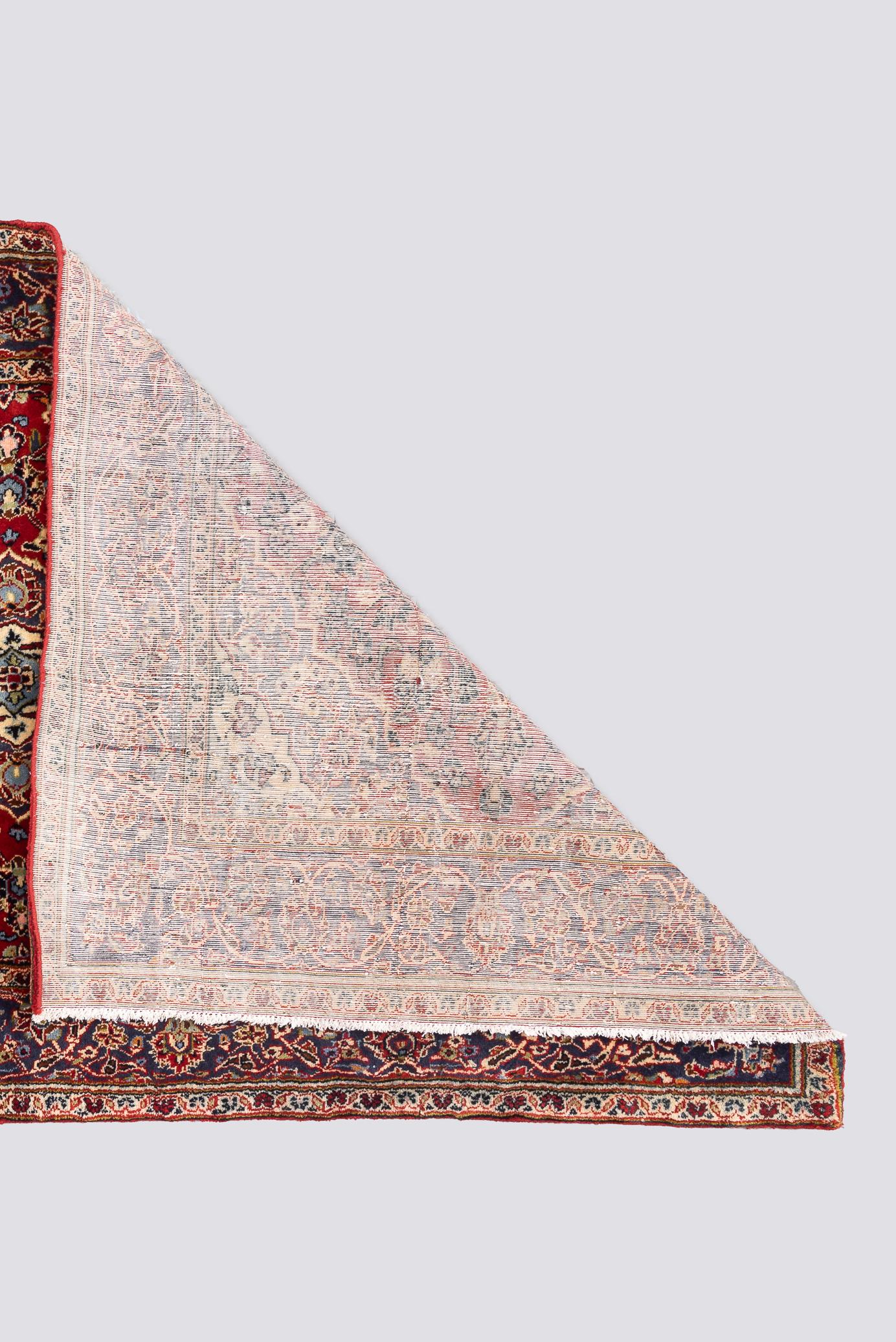 Vintage Kashan Fine Lamb's Wool Lachak Toranj Persian Rug