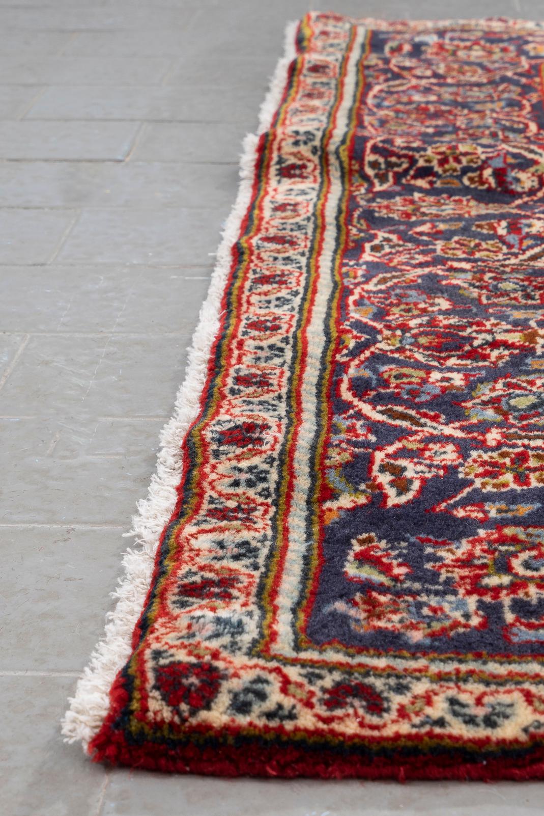 Vintage Kashan Fine Lamb's Wool Lachak Toranj Persian Rug