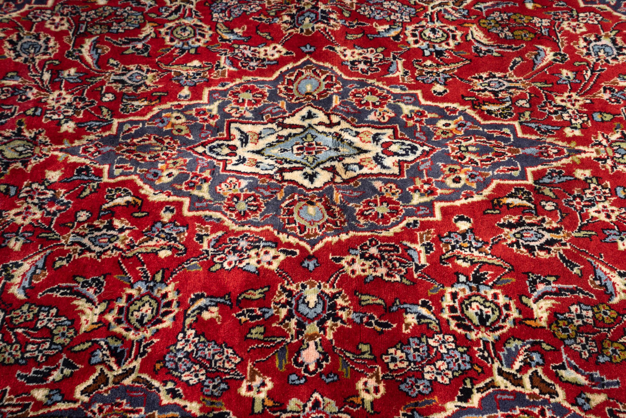 Vintage Kashan Fine Lamb's Wool Lachak Toranj Persian Rug