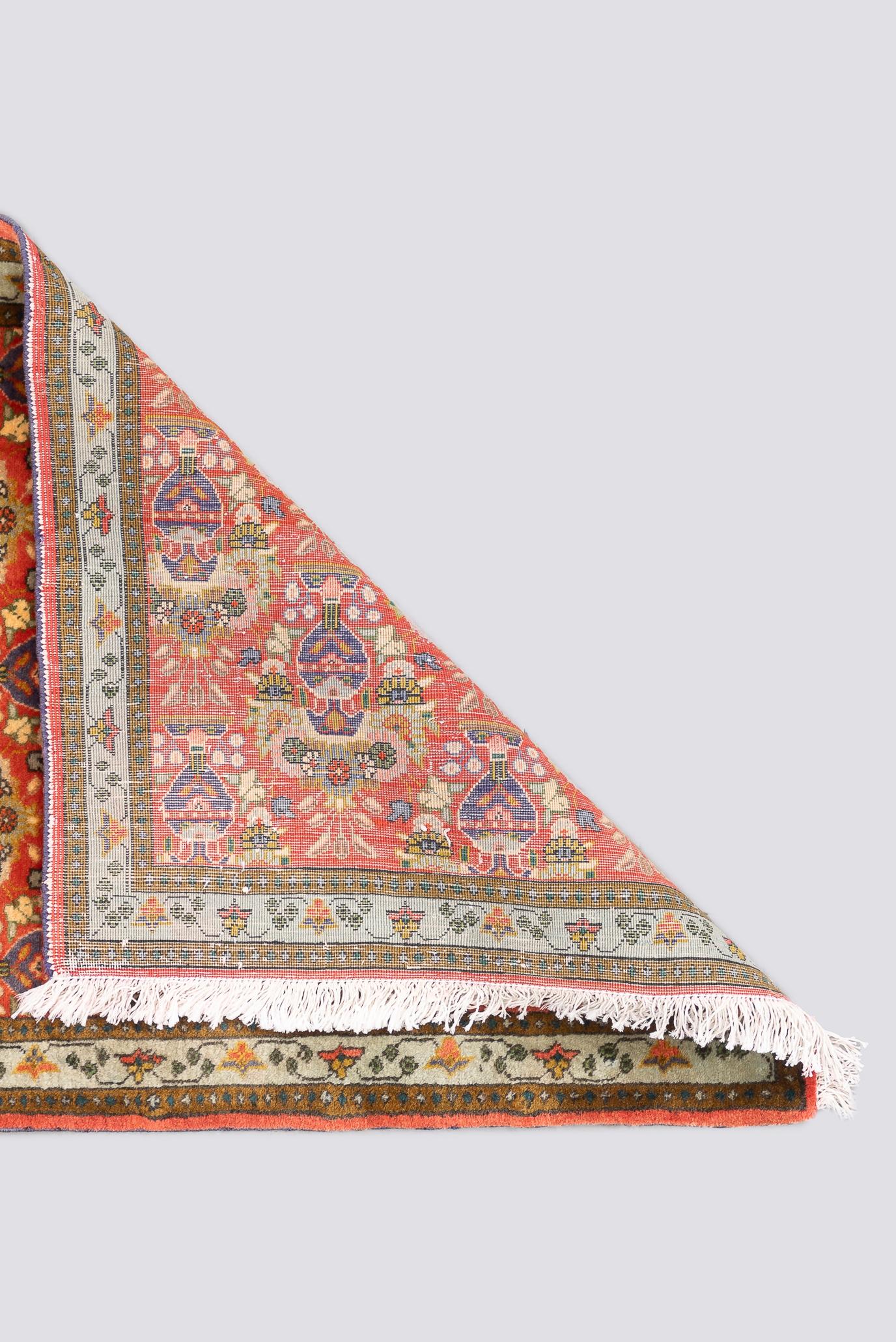 Vintage Tabriz Minakhani Persian Poshti Rug