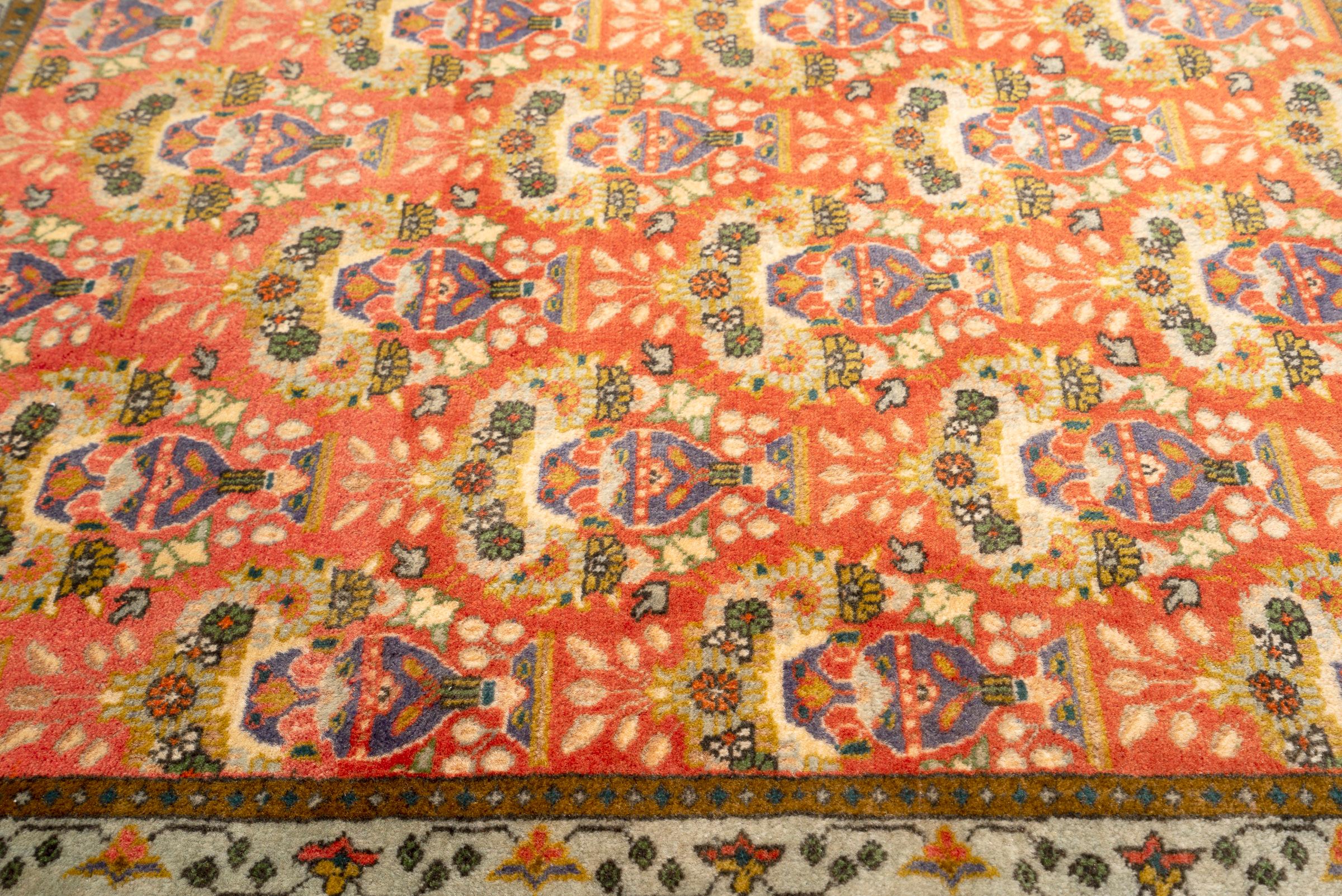 Vintage Tabriz Minakhani Persian Poshti Rug