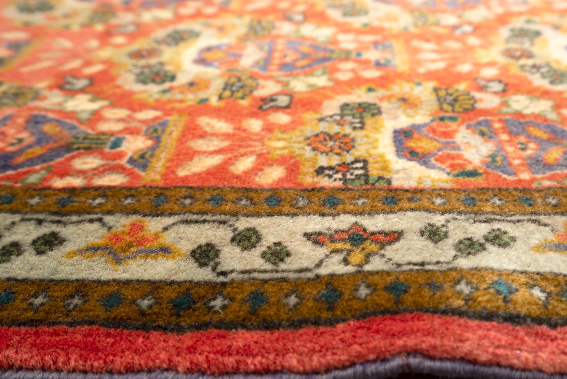 Vintage Tabriz Minakhani Persian Poshti Rug