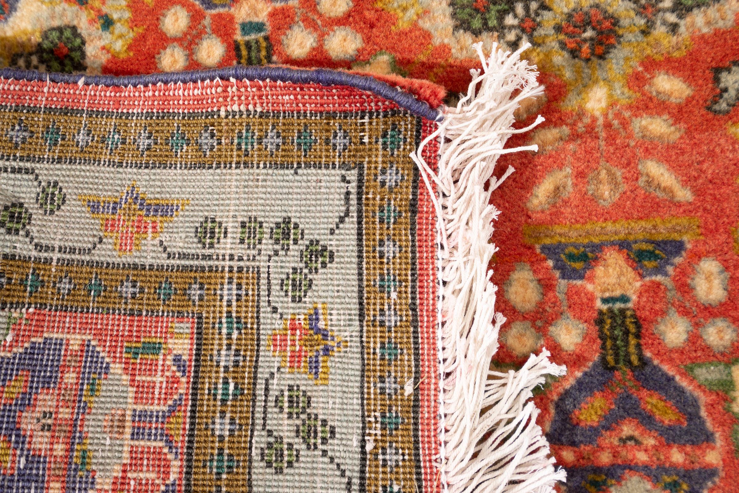 Vintage Tabriz Minakhani Persian Poshti Rug