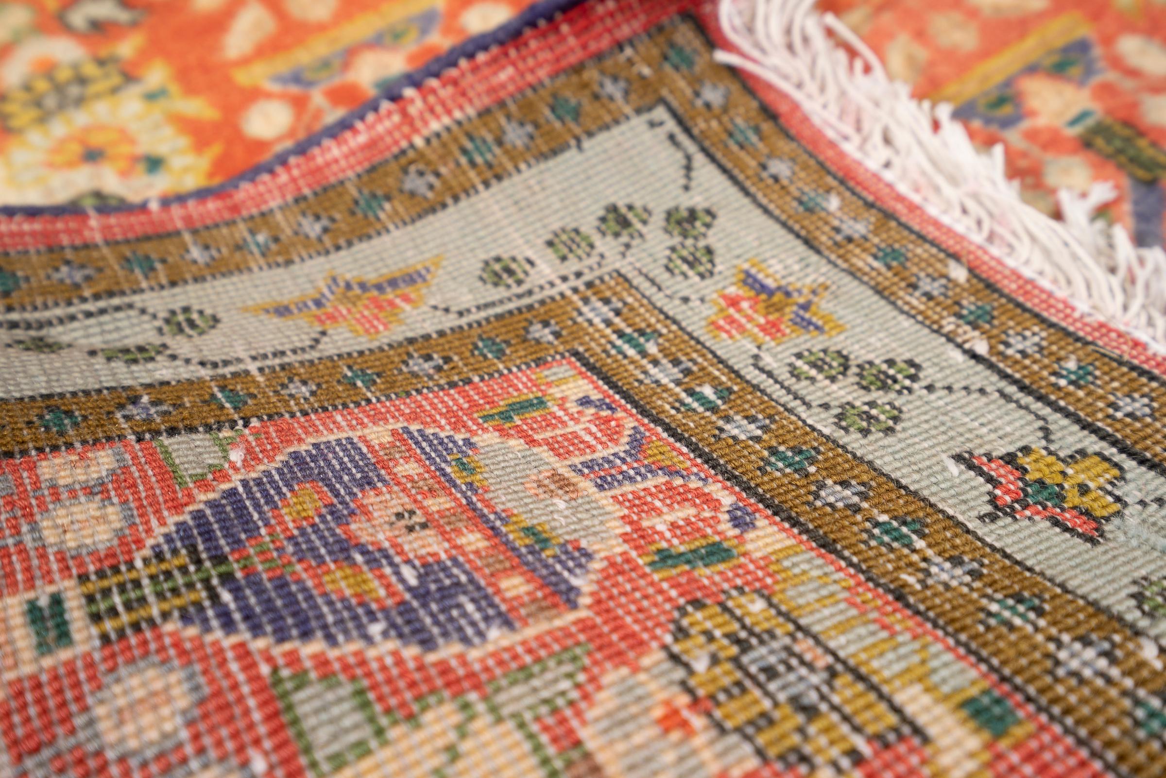 Vintage Tabriz Minakhani Persian Poshti Rug