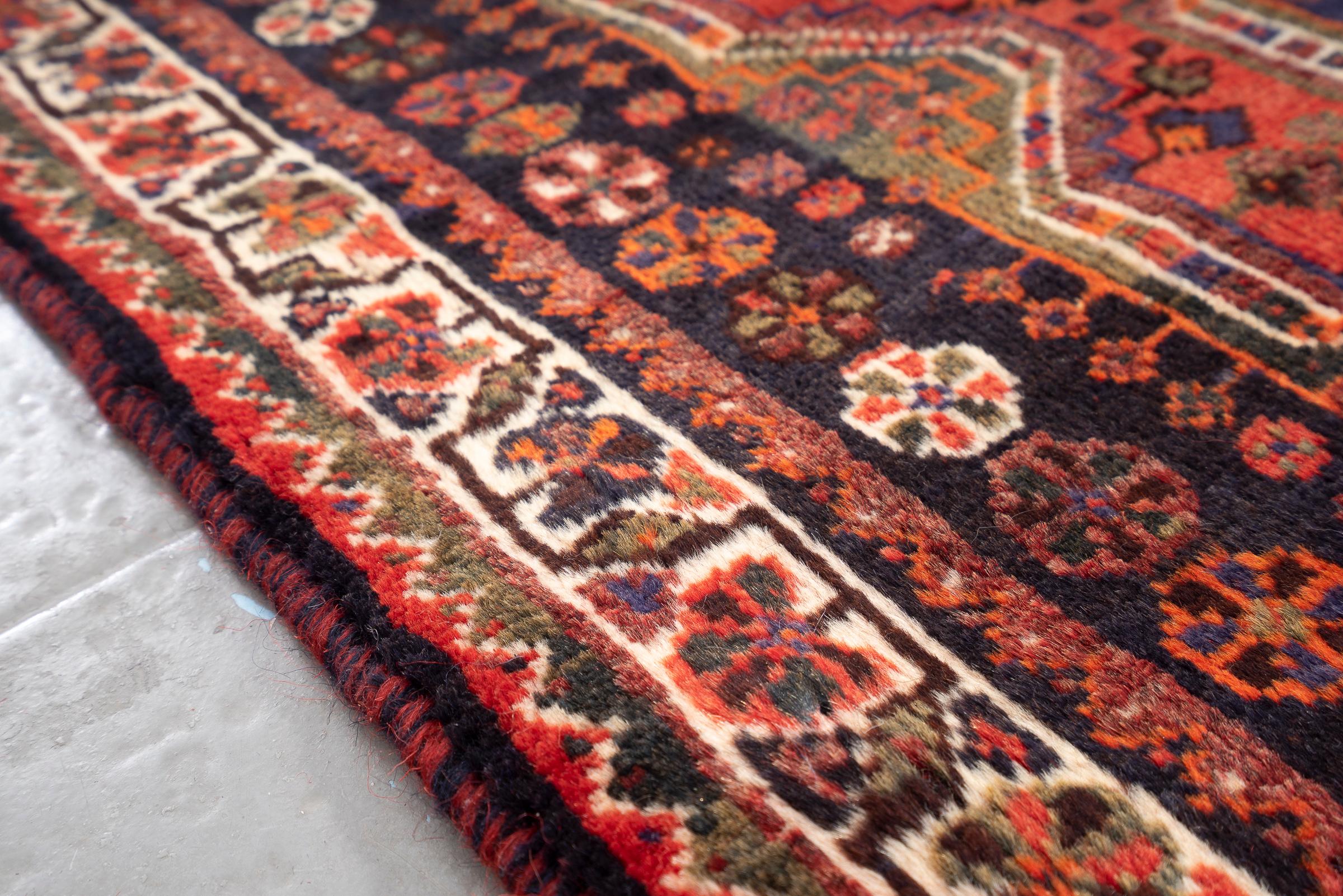 Antique Qashqai Single Toranj Persian Rug