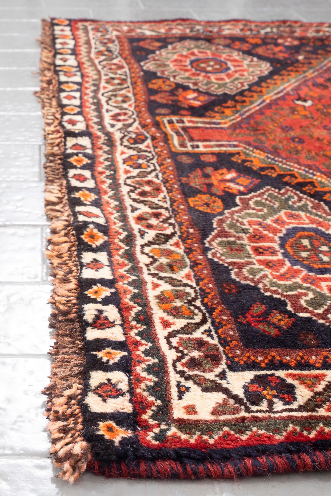 Antique Qashqai Single Toranj Persian Rug