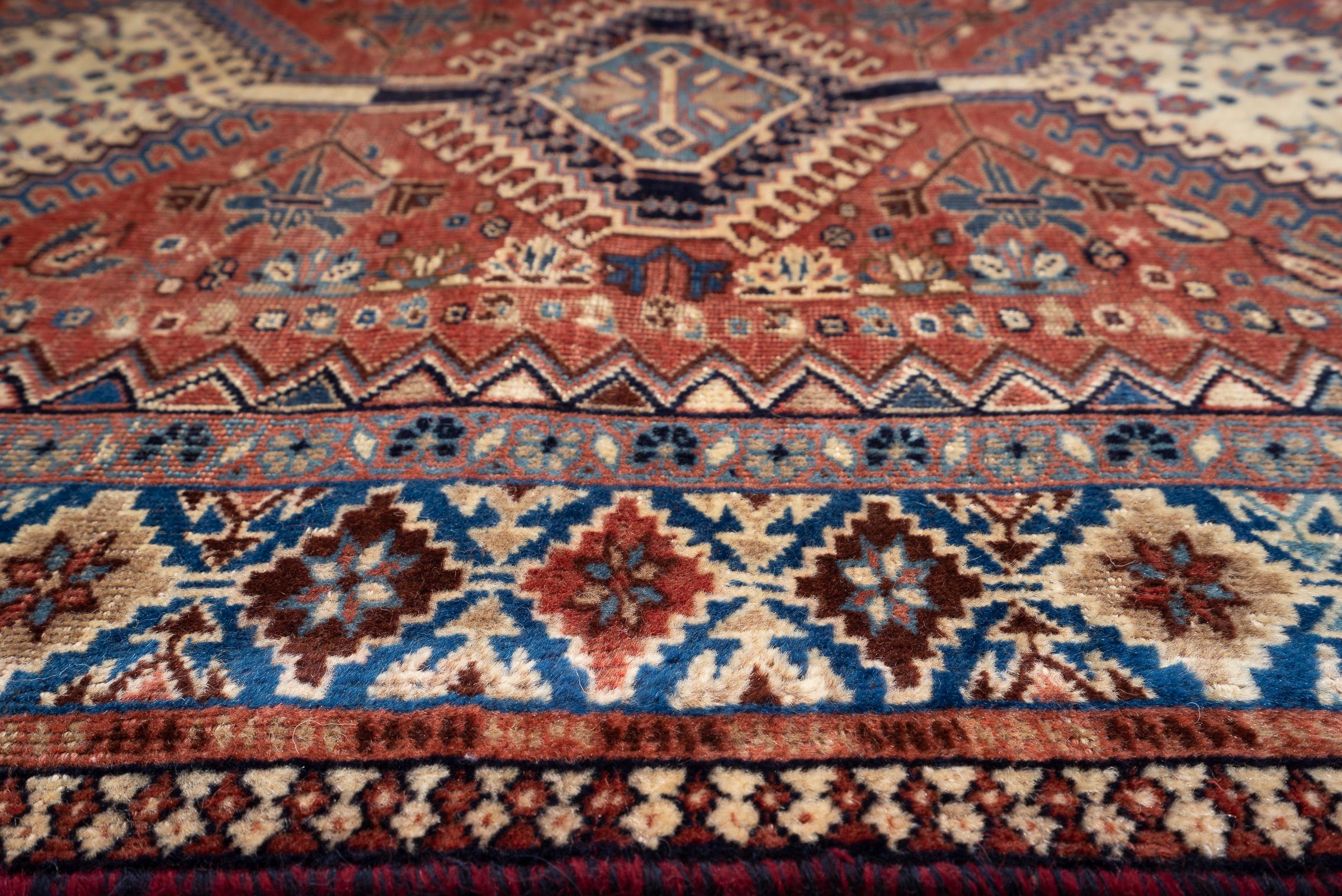 Vintage Yalame Triple Toranj Persian Rug