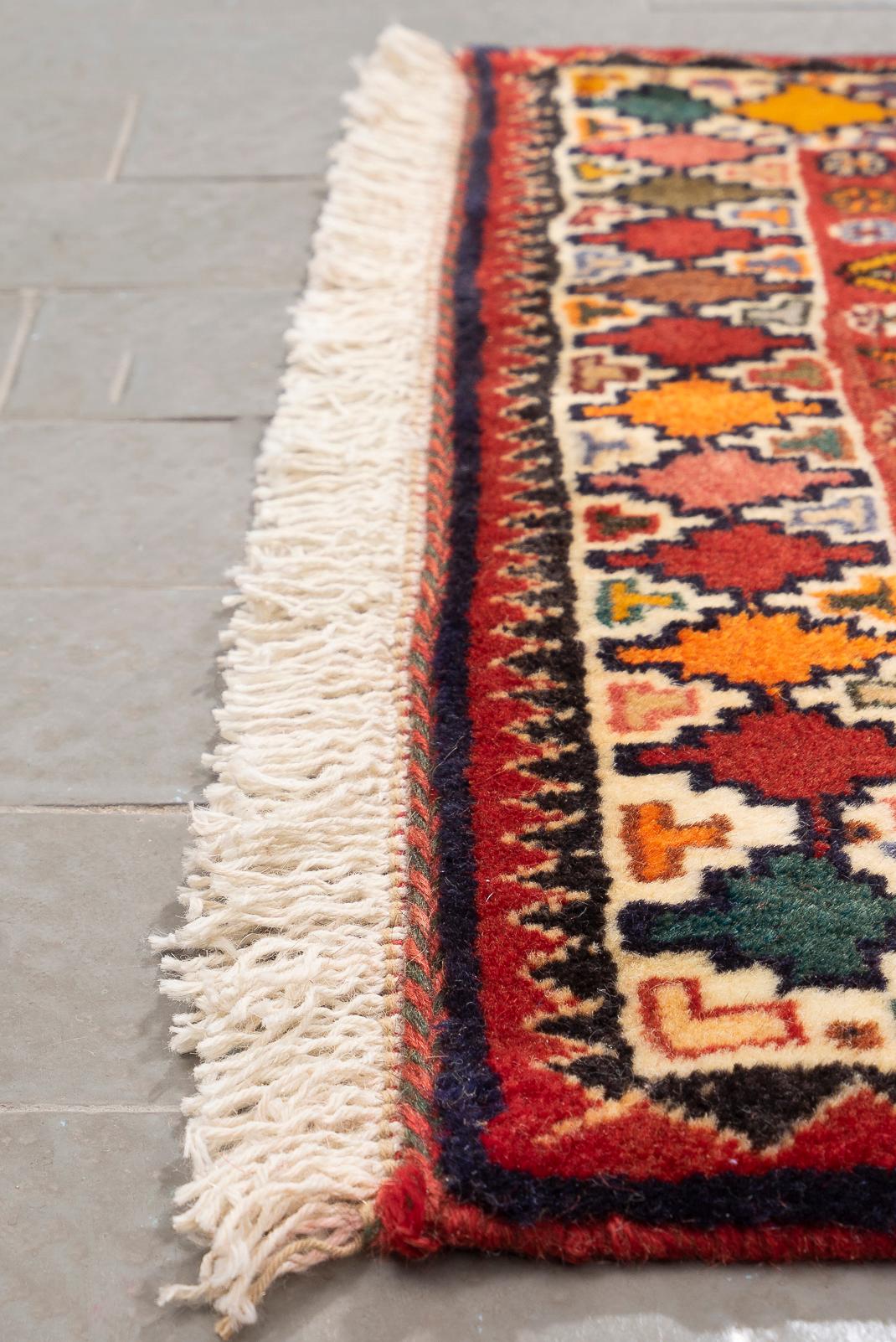 Vintage Qashqai Lori Persian Poshti Rug