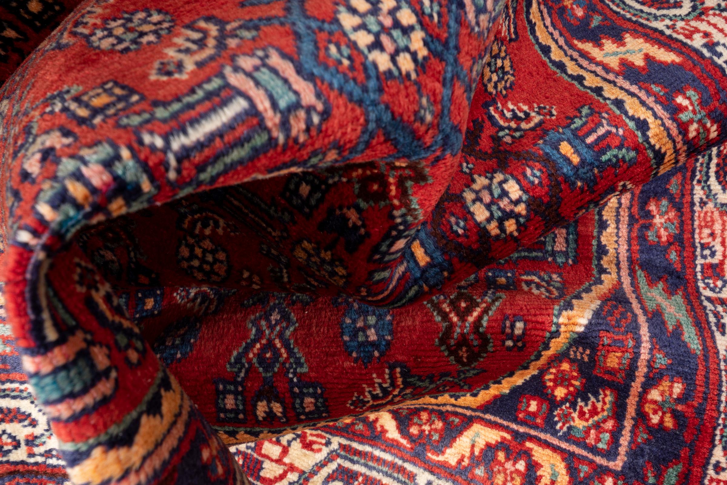 Vintage Hossein Abad Mahi Persian Runner Rug