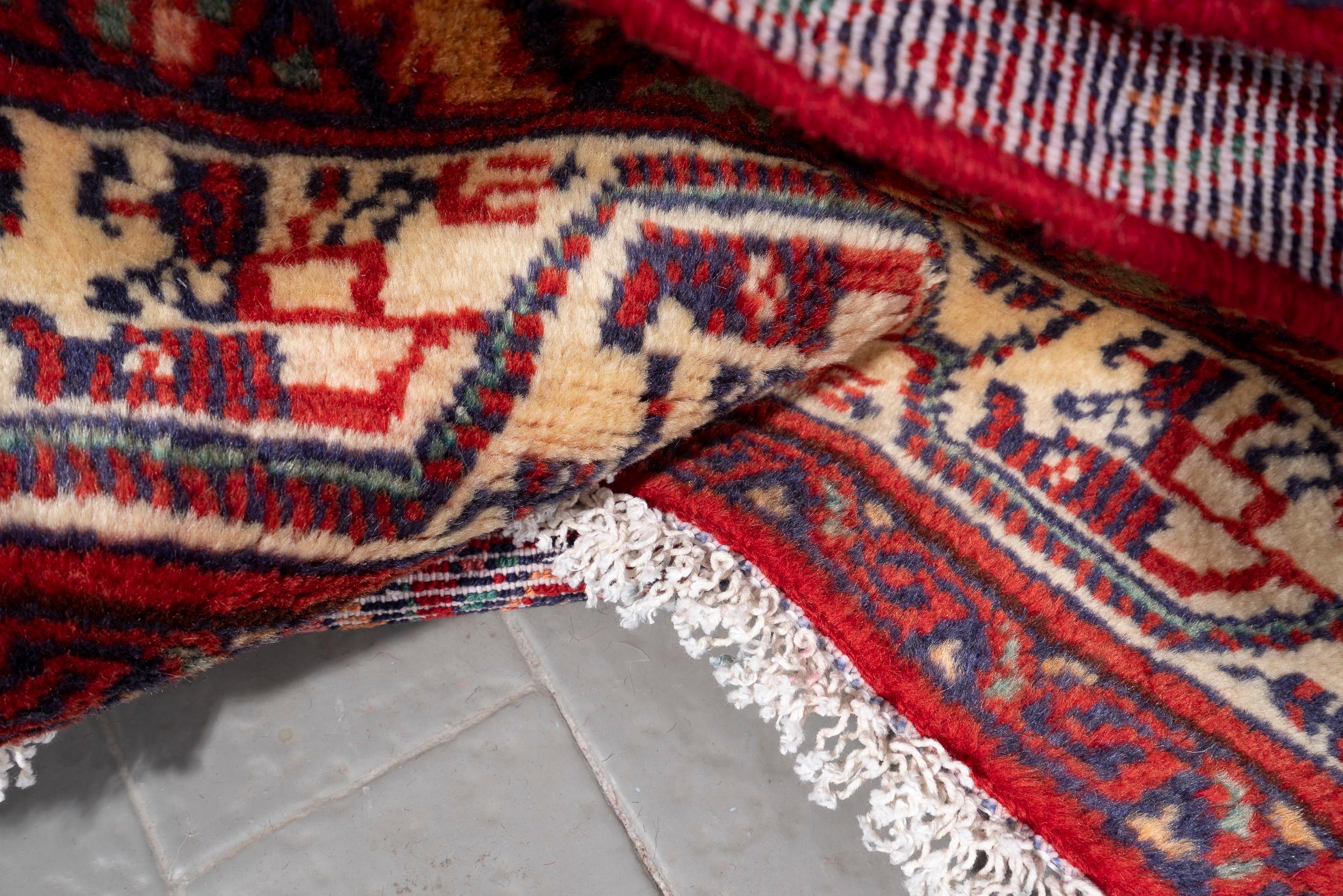 Vintage Hossein Abad Mahi Persian Runner Rug