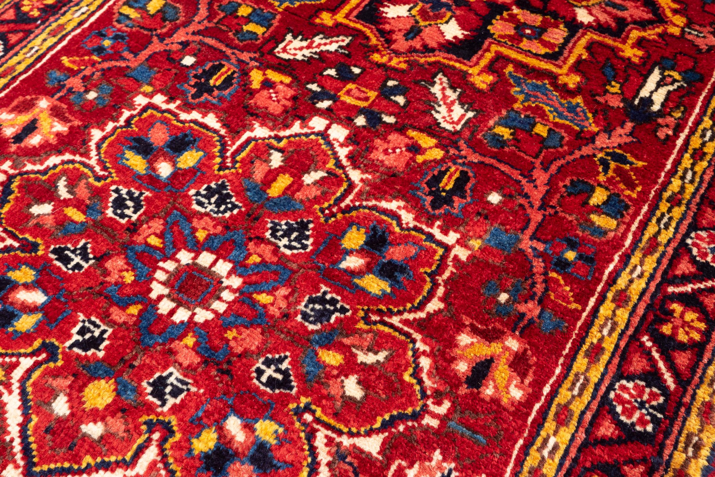 Vintage Qaraja Triple Toranj Persian Runner Rug