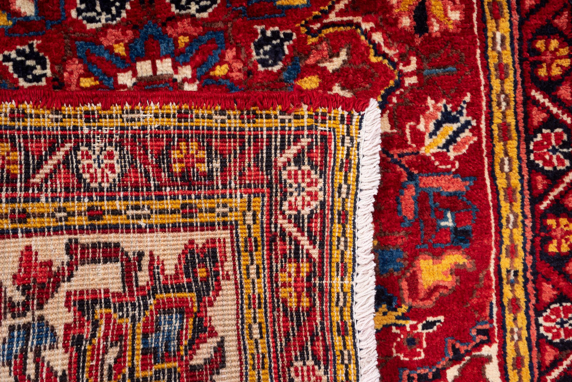 Vintage Qaraja Triple Toranj Persian Runner Rug