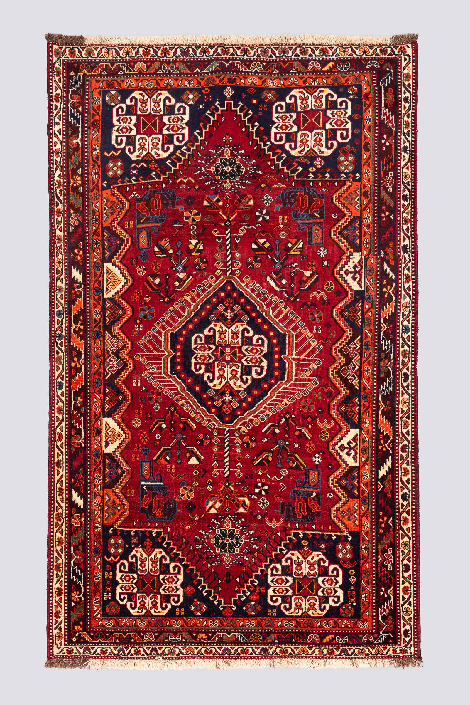 Semi Antique Qashqai Horse Head Carpet 4.1SQM
