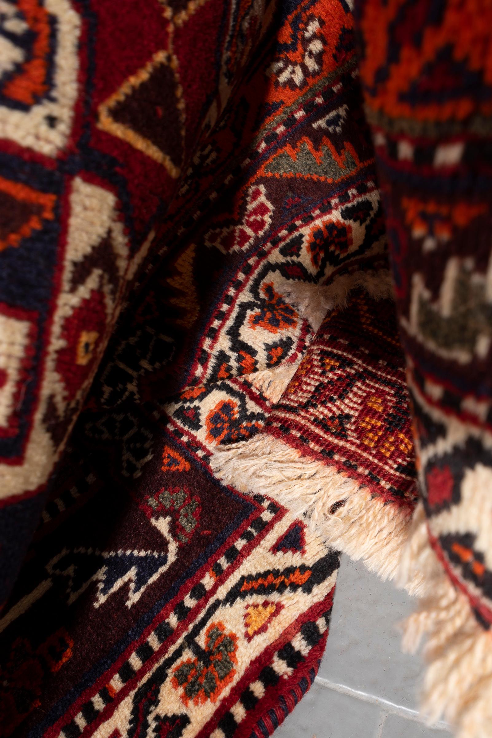 Vintage Qashqai Horse Head Persian Rug