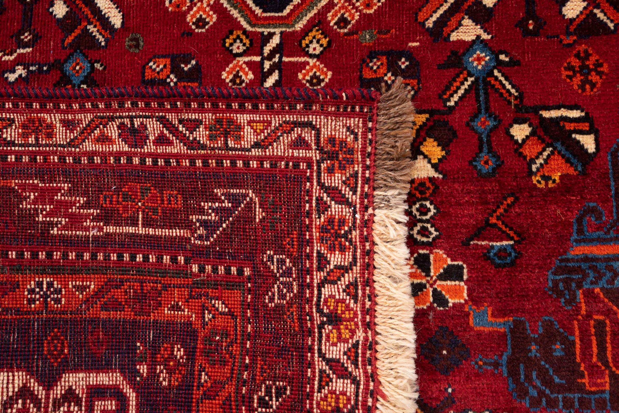 Vintage Qashqai Horse Head Persian Rug