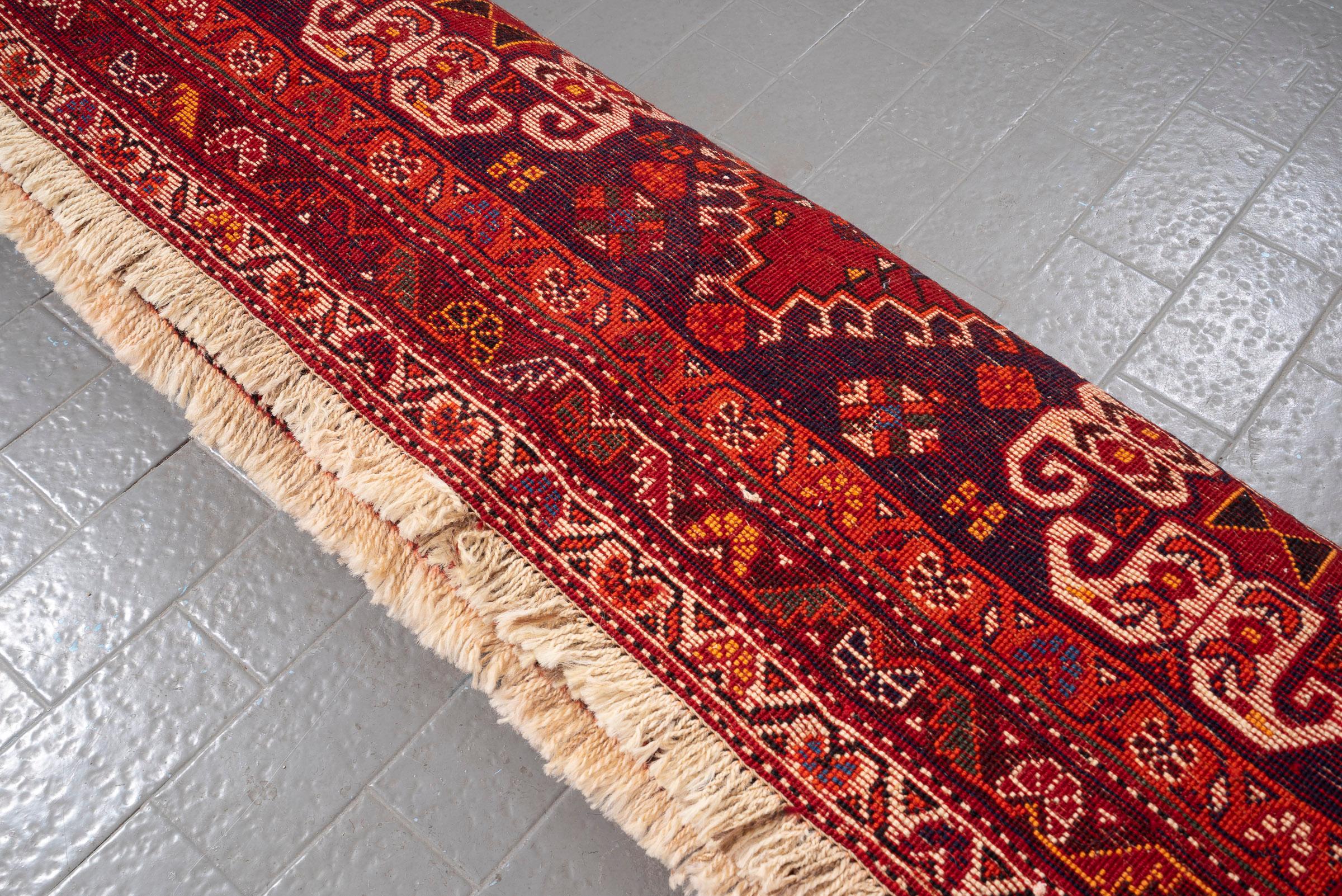 Vintage Qashqai Horse Head Persian Rug