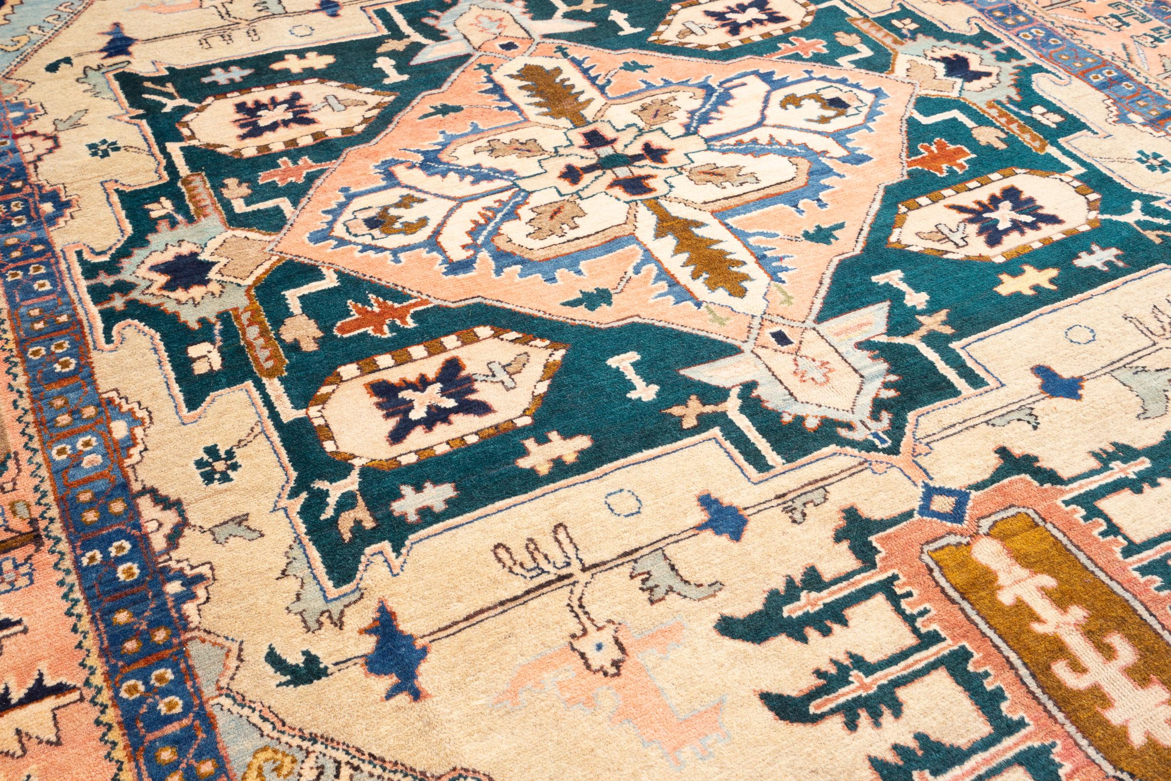Vintage Heriz Serapi revival Persian Rug