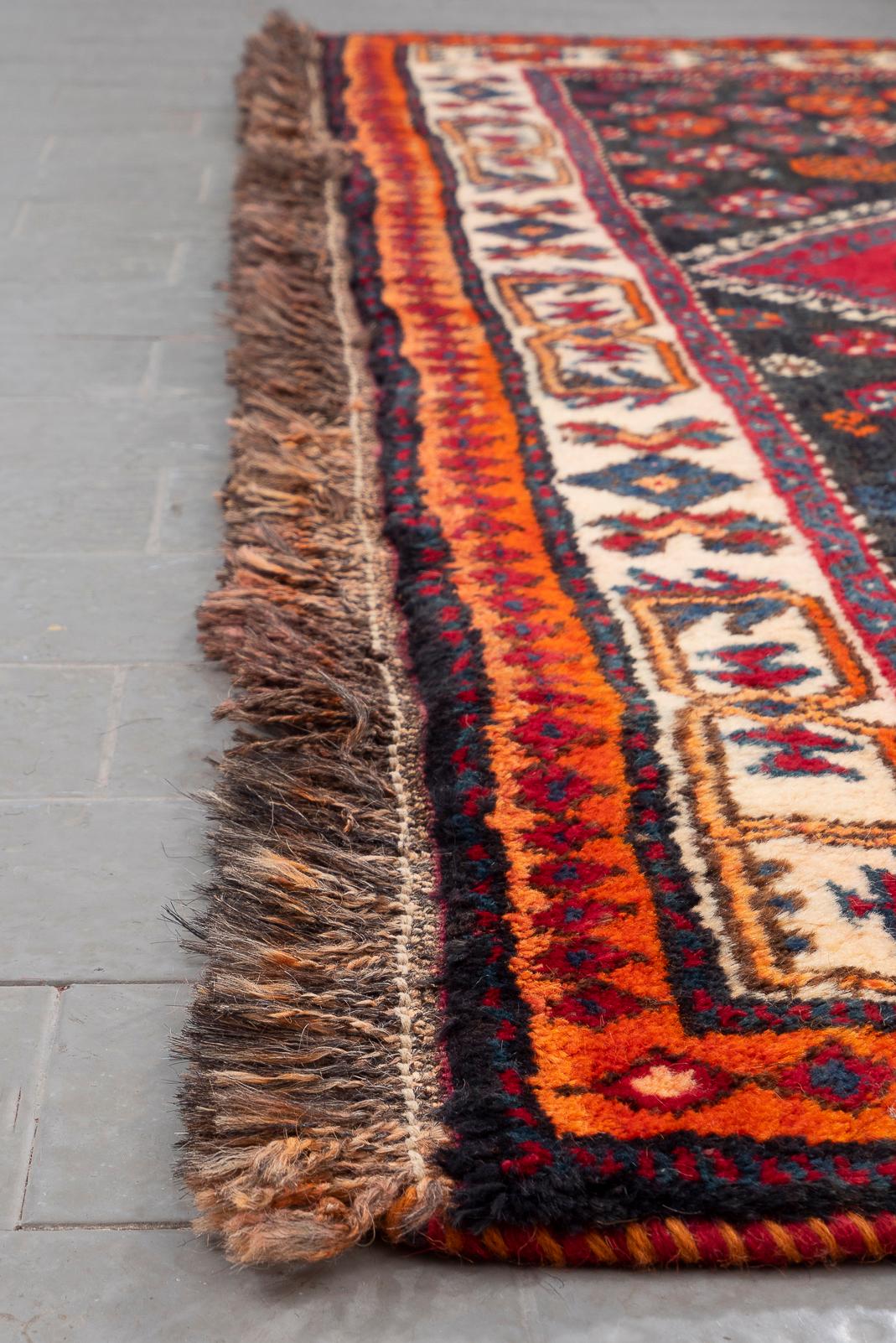 Vintage Qashqai Qobadkhani Persian Rug
