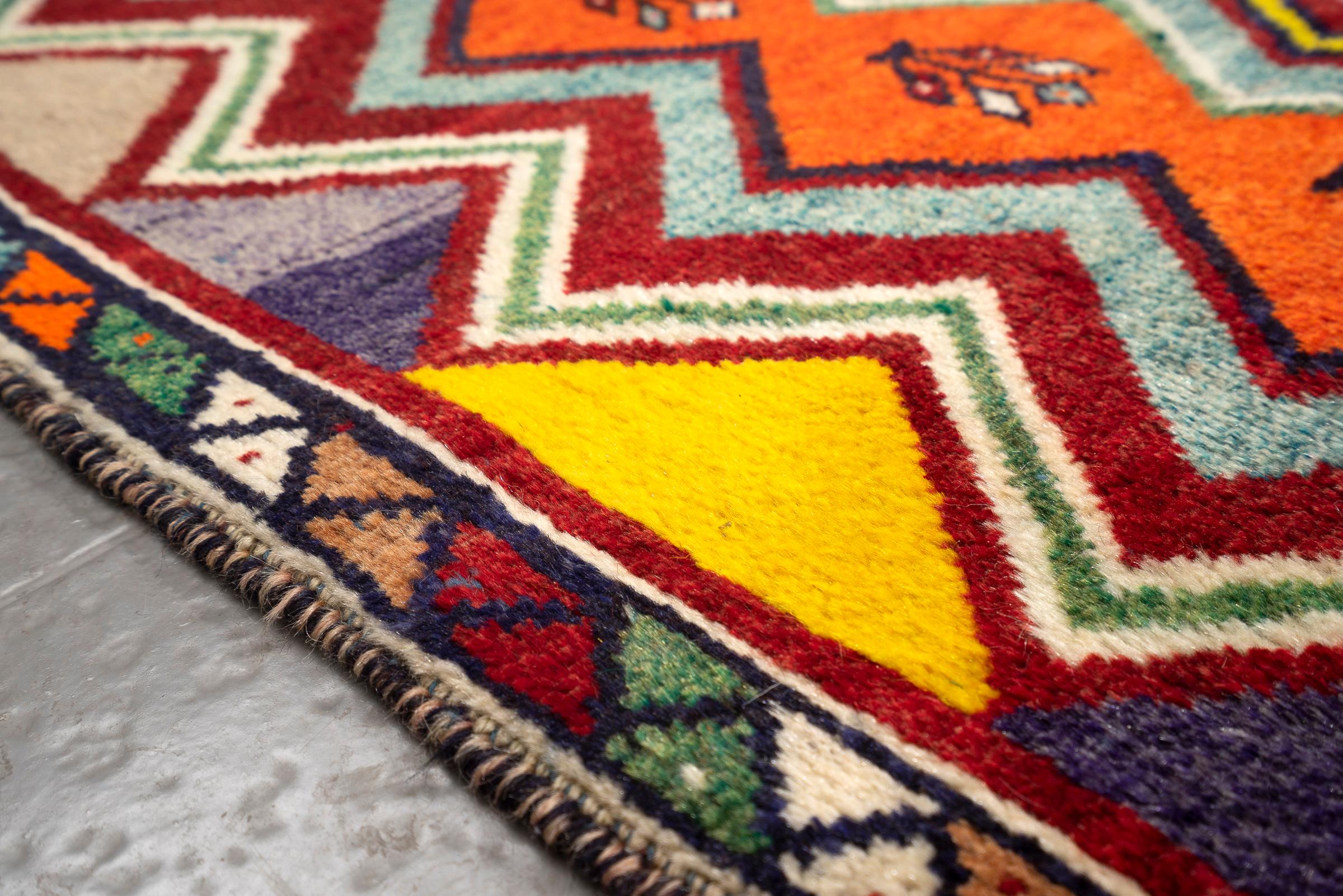 Vintage Qashqai Persian Gabbeh Poshti Rug