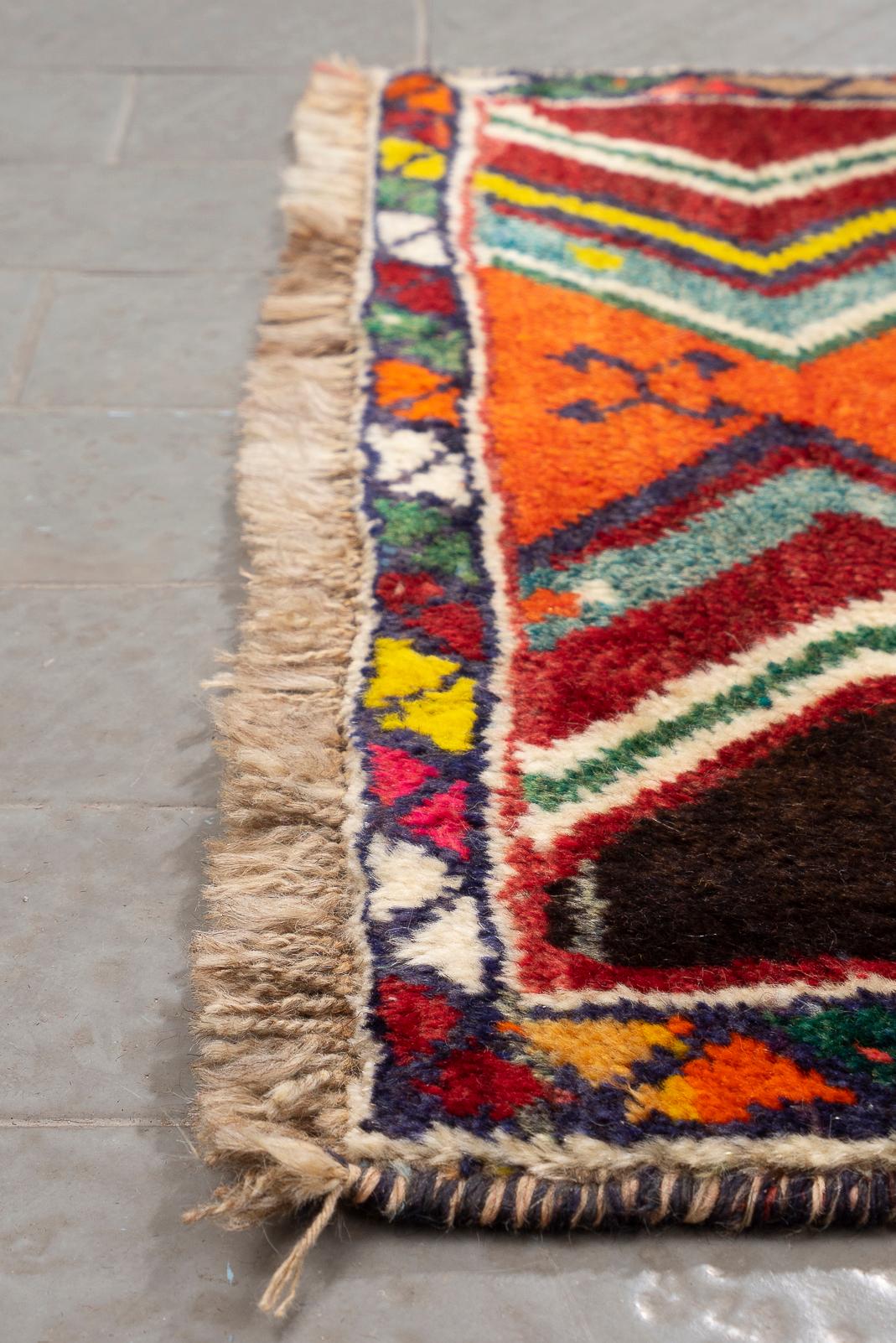 Vintage Qashqai Persian Gabbeh Poshti Rug