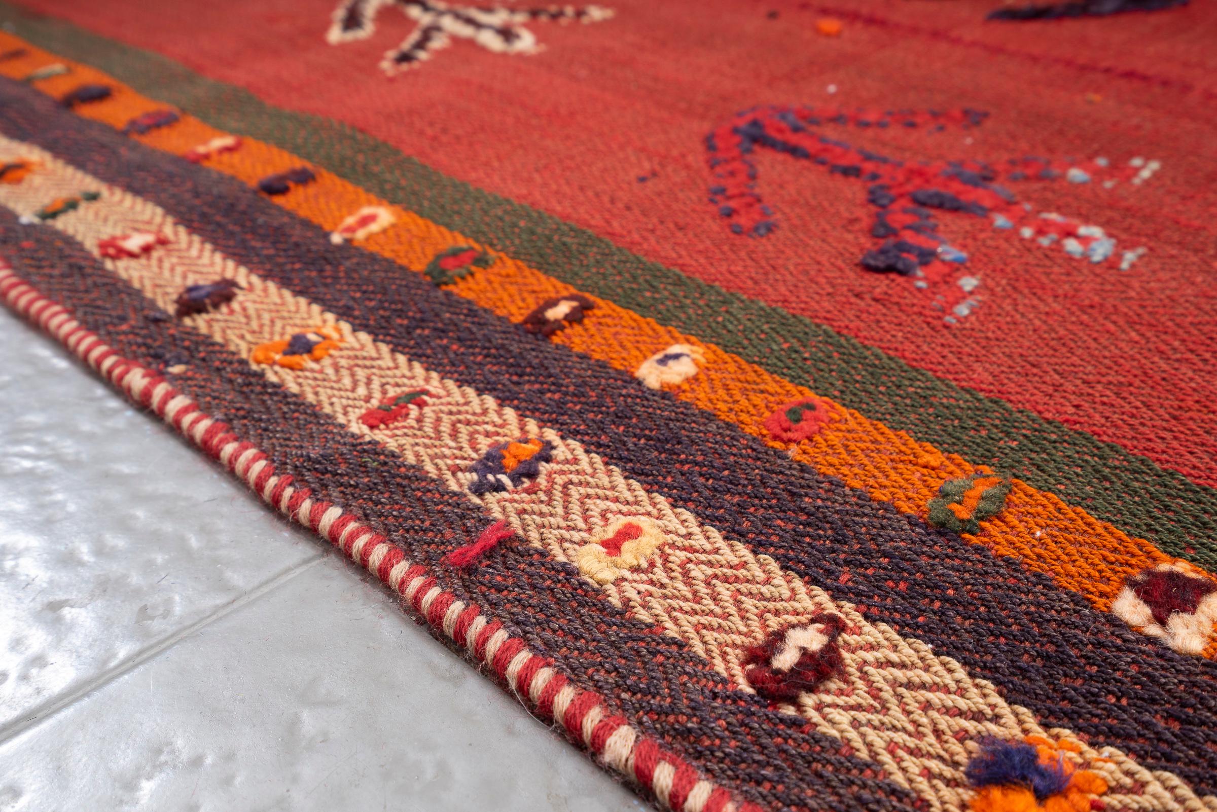 Vintage Qashqai Pile woven Persian Jajim Flatweave