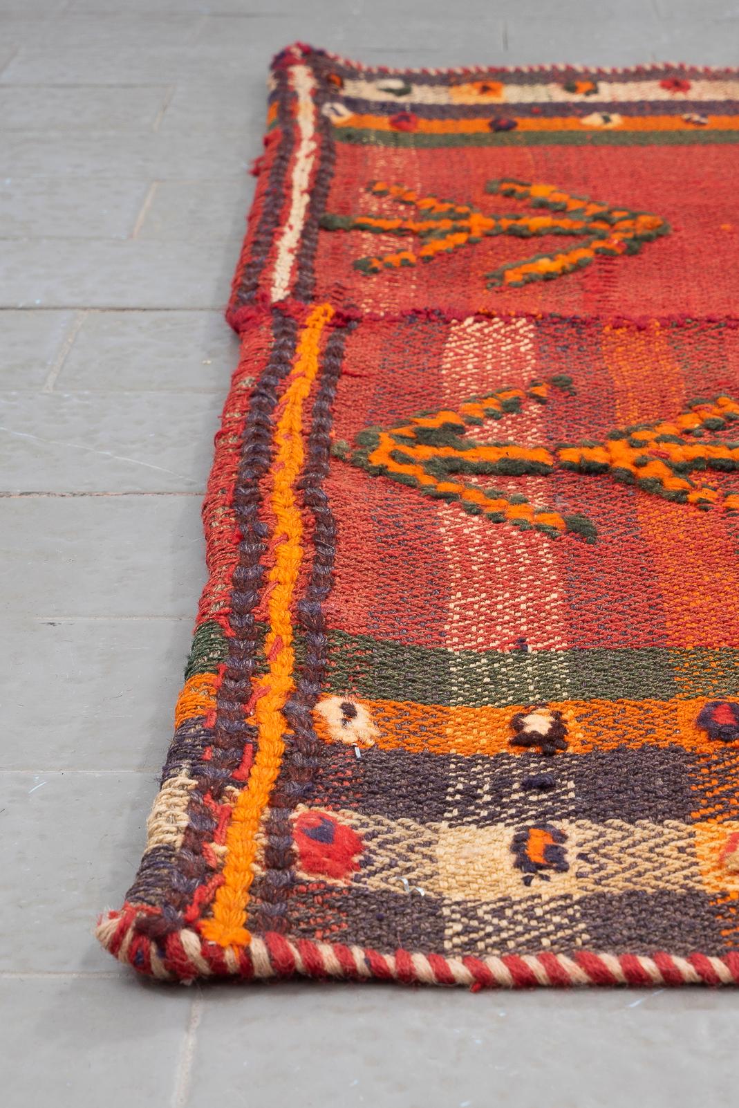 Vintage Qashqai Pile woven Persian Jajim Flatweave