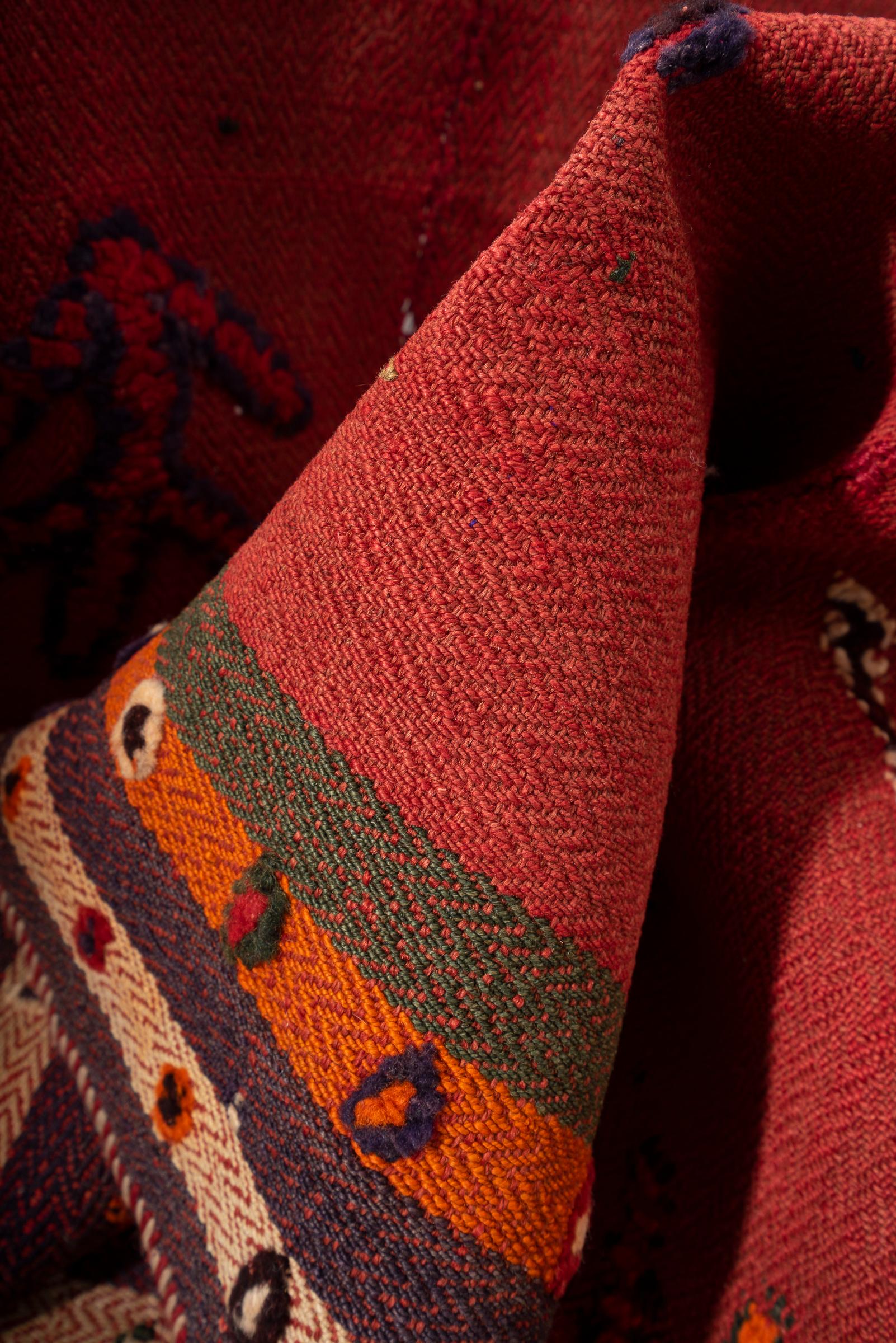 Vintage Qashqai Pile woven Persian Jajim Flatweave