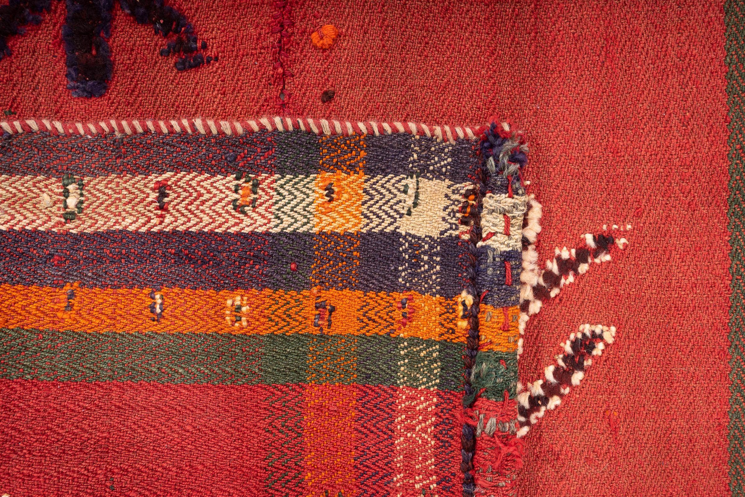 Vintage Qashqai Pile woven Persian Jajim Flatweave