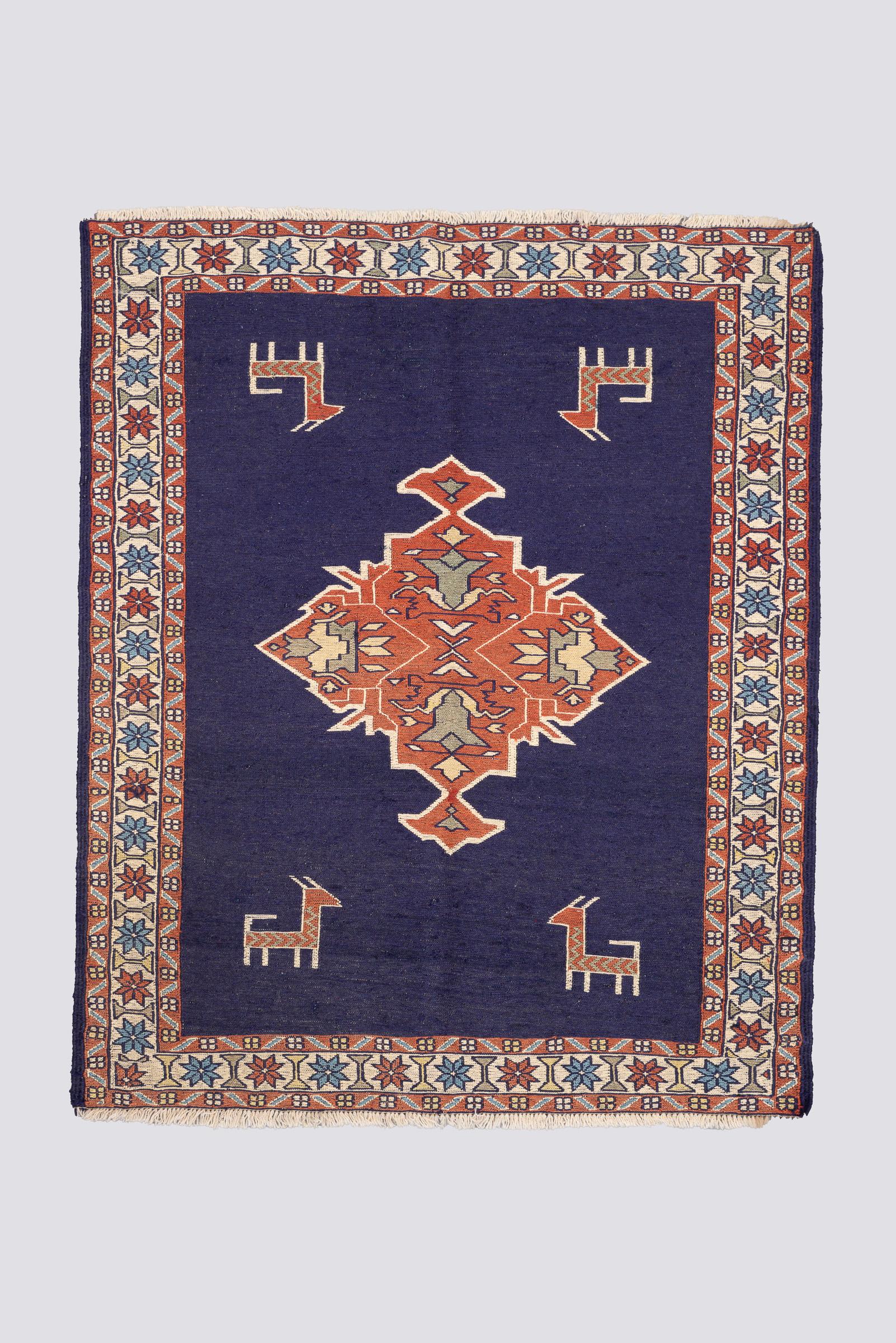 Vintage Moqan Mountain Goats Soumak Kilim 1.4SQM