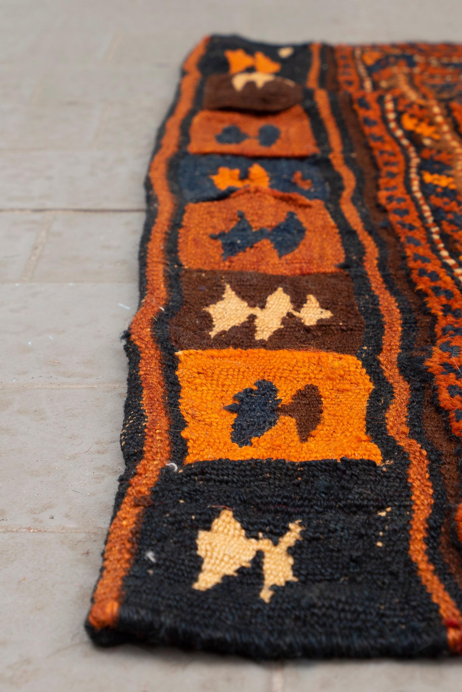 Antique Lori opened saddle Bag Persian Runner Rug