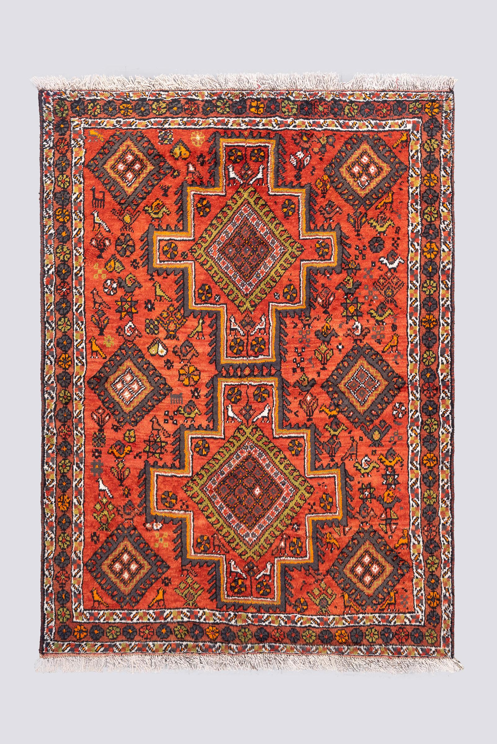 Vintage Sirjan Afshar Double Toranj Flora Carpet 2.6SQM