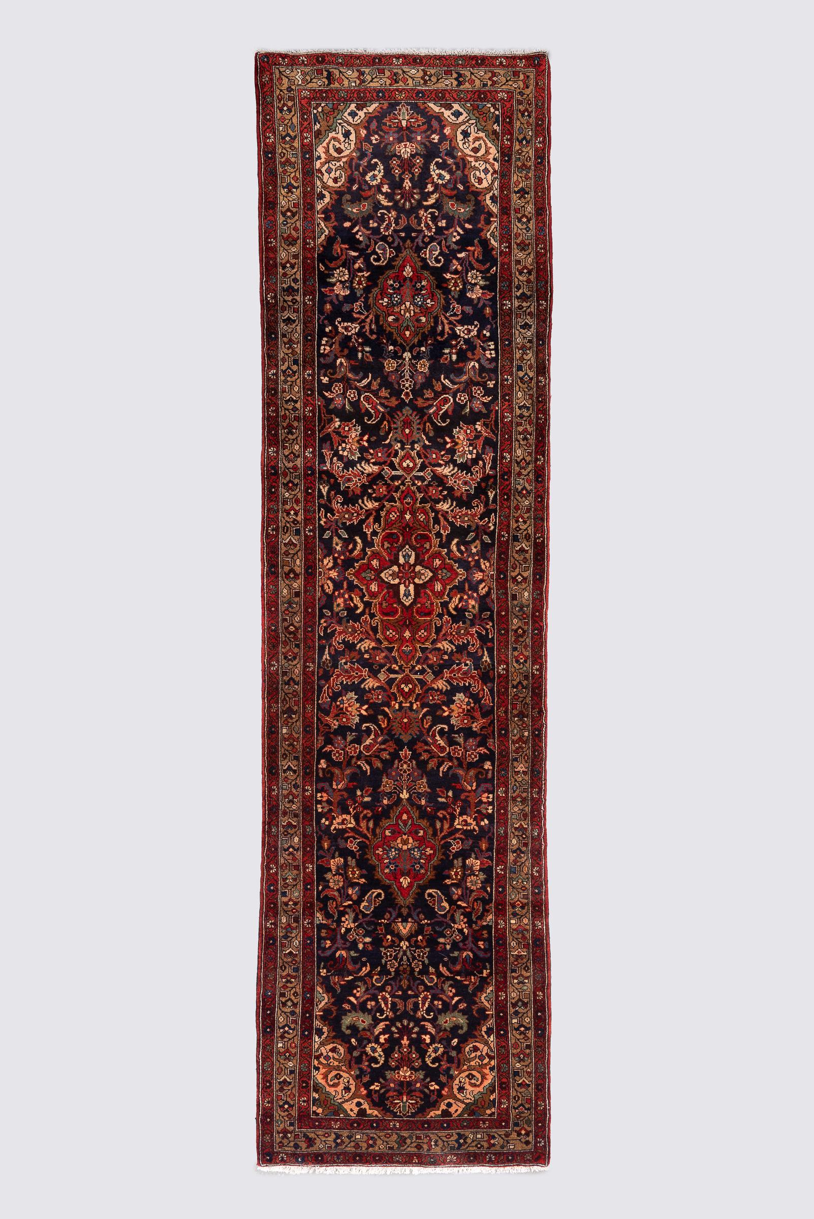 Vintage Hamadan Navy Lachak Toranh Carpet Runner 4 SQM