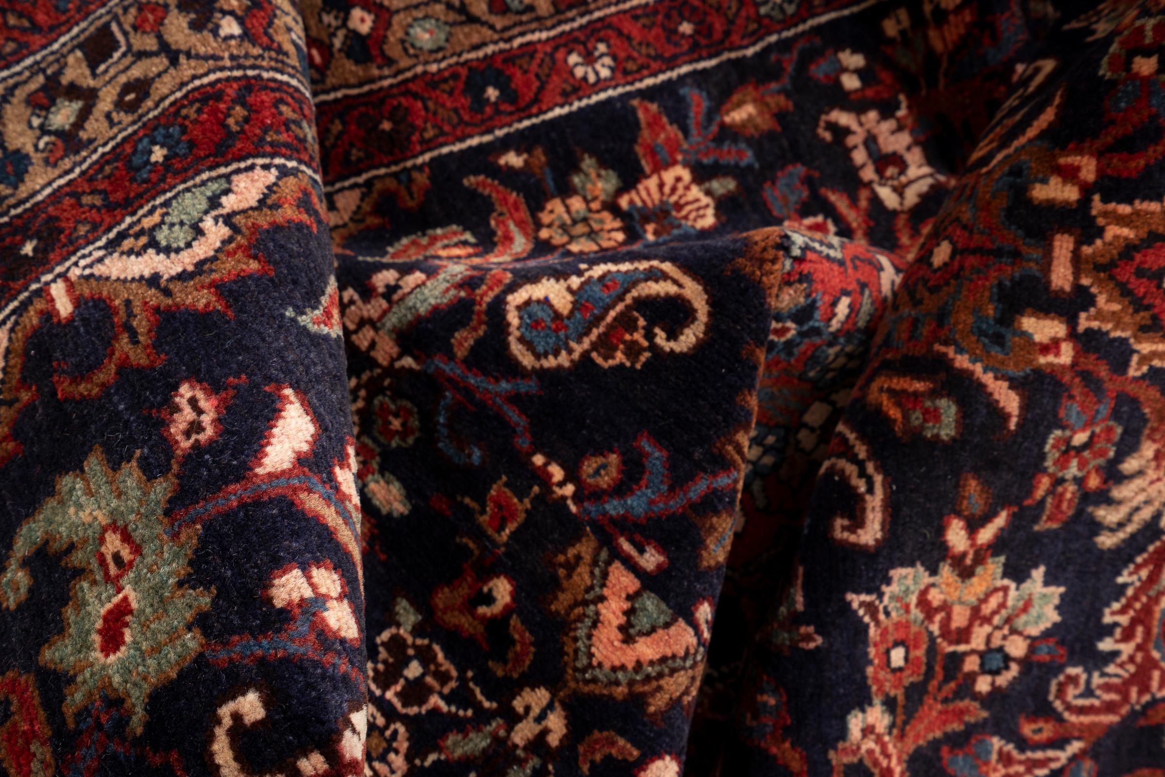 Vintage Hamadan Navy Lachak Toranh Persian Runner Rug