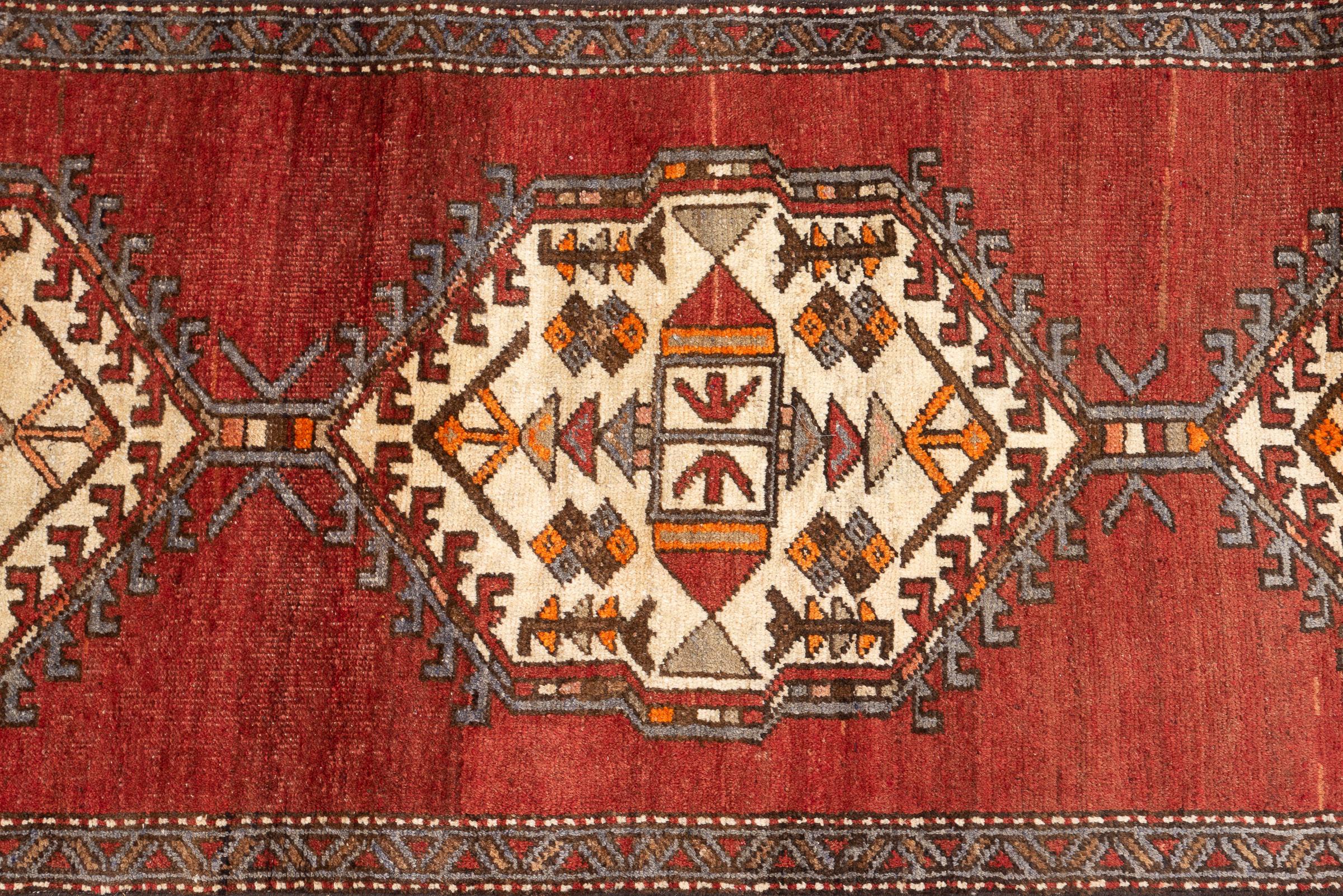 Vintage Meshkin Shahr 4 Toranj Persian Runner Rug