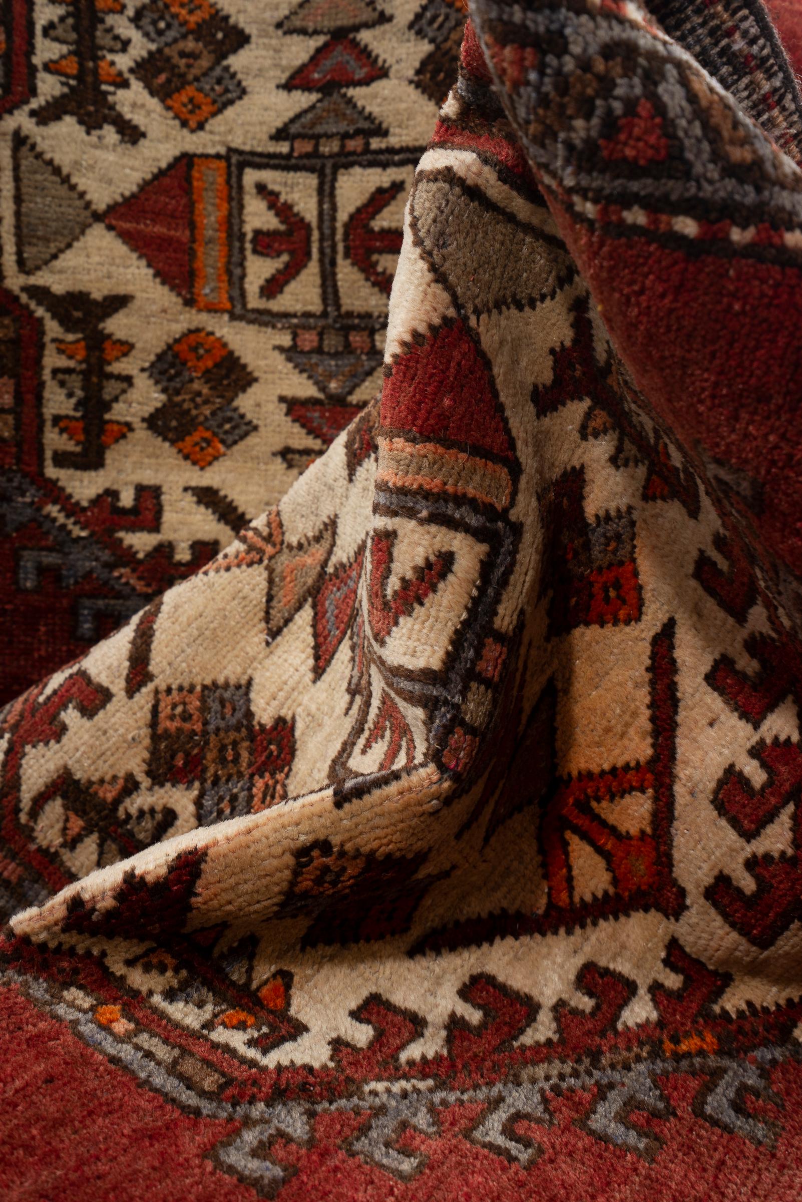 Vintage Meshkin Shahr 4 Toranj Persian Runner Rug