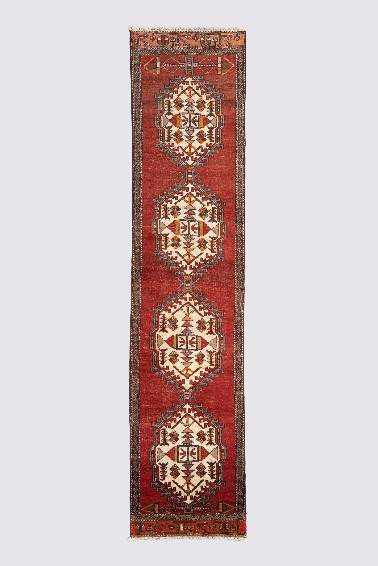 Vintage Meshkin Shahr 4 Toranj Carpet Runner 2.2SQM