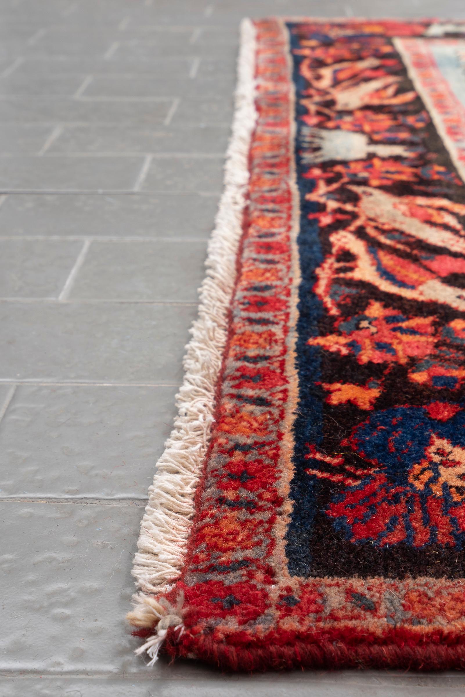 Antique Bijar Animal Garden Persian Rug, 1920–1940