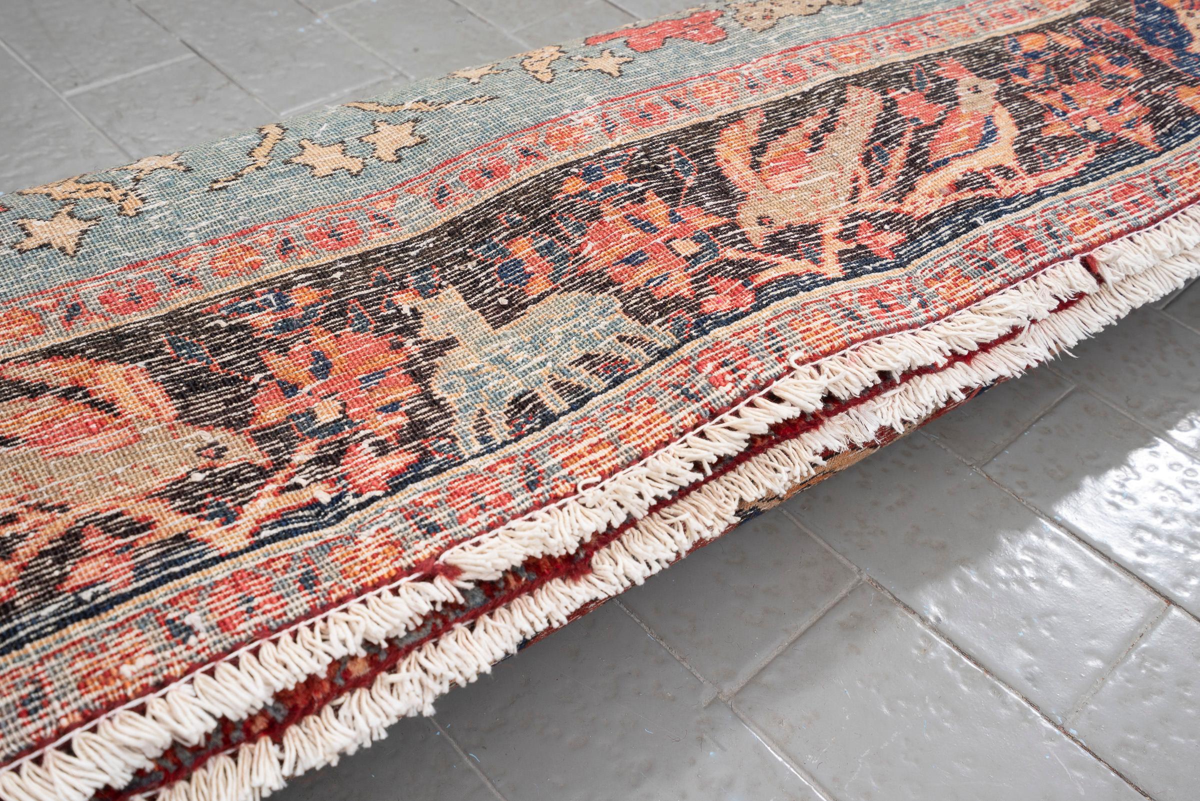 Antique Bijar Animal Garden Persian Rug, 1920–1940